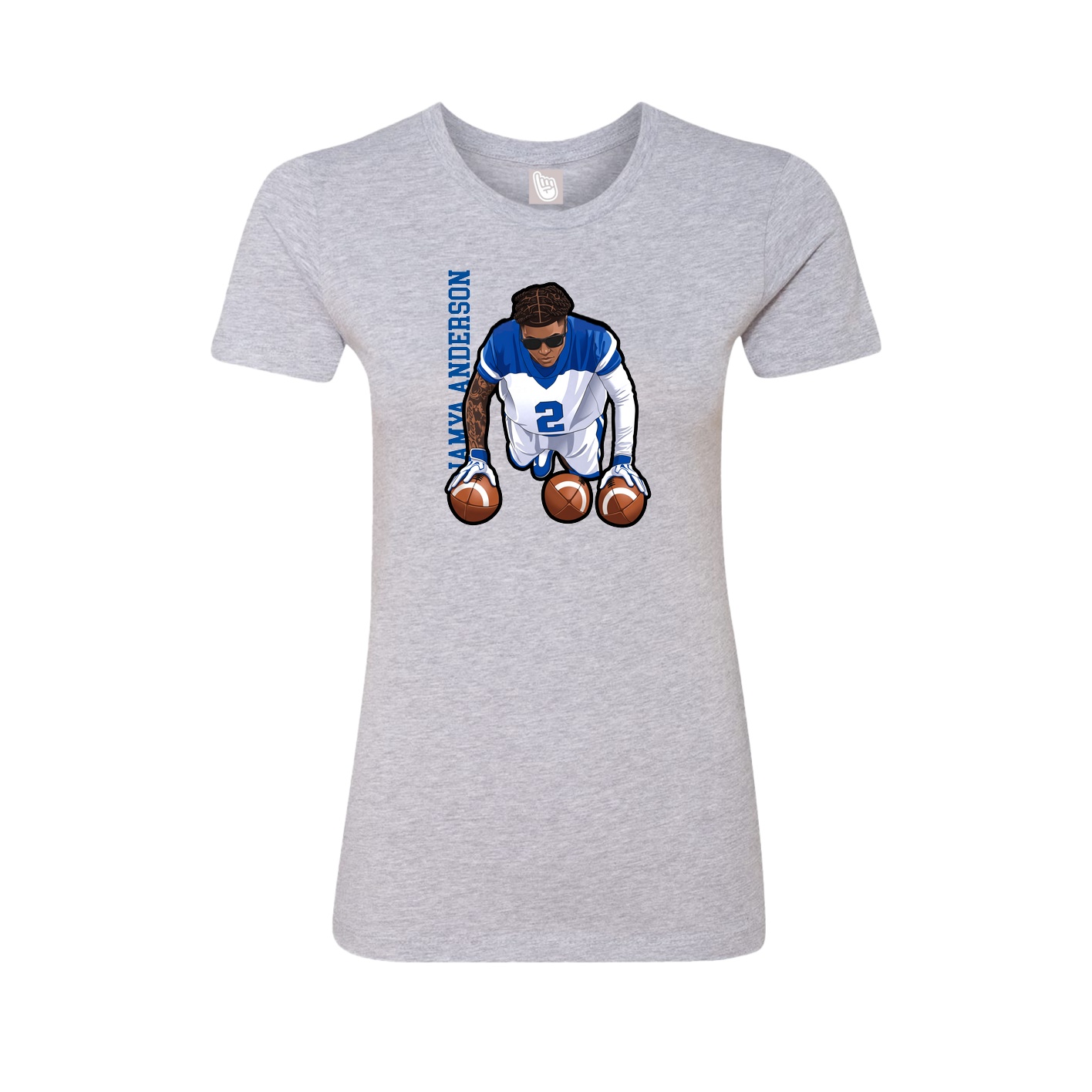 Womens Tee — Name Vertical in Grey
