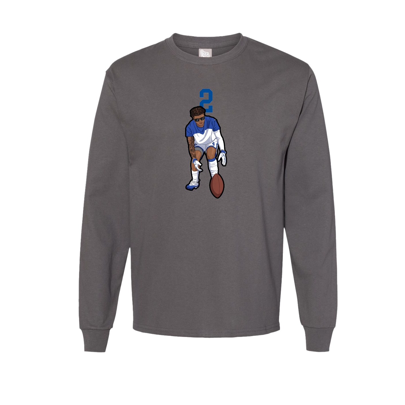 Long Sleeve Tee — Number Top in Grey