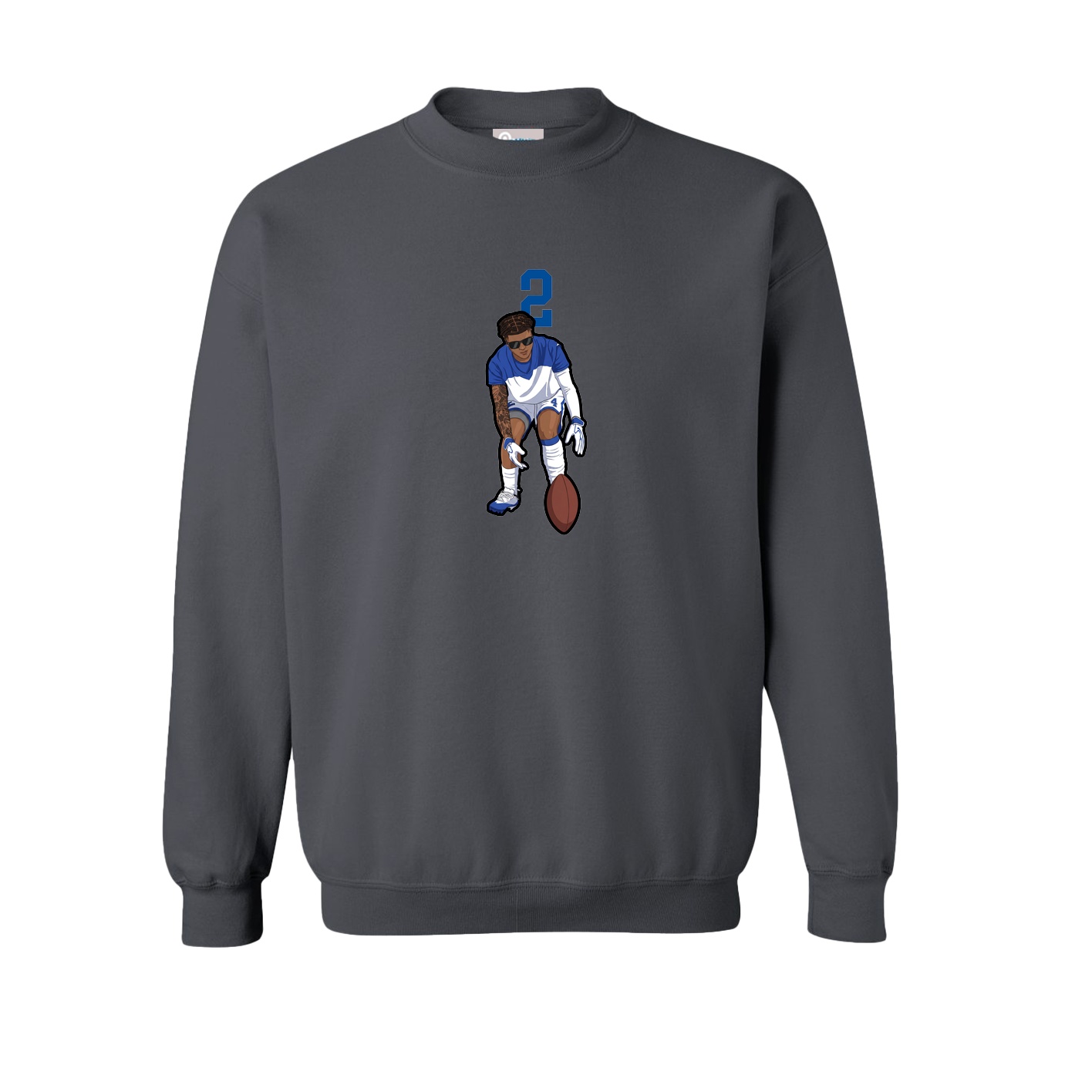 Fleece Crew — Number Top in Grey