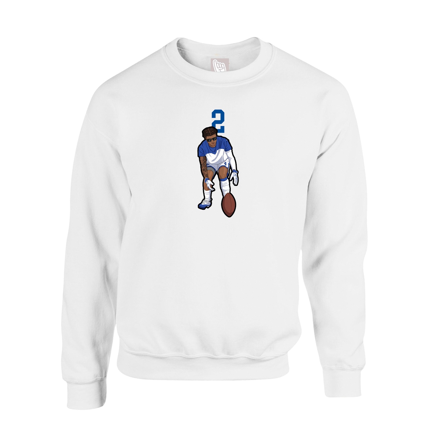 Fleece Crew — Number Top in White