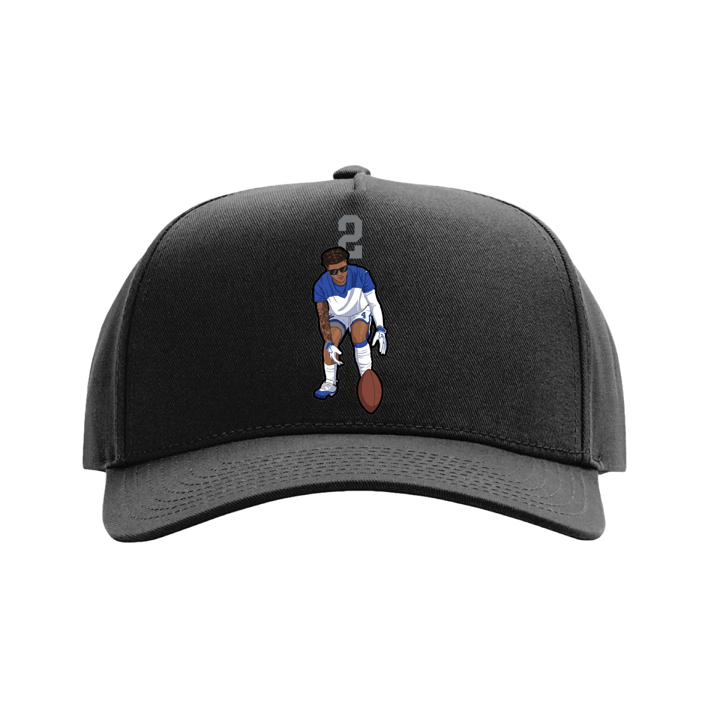 Full Fabric Five-Panel Champ Cap — Number Top in Black