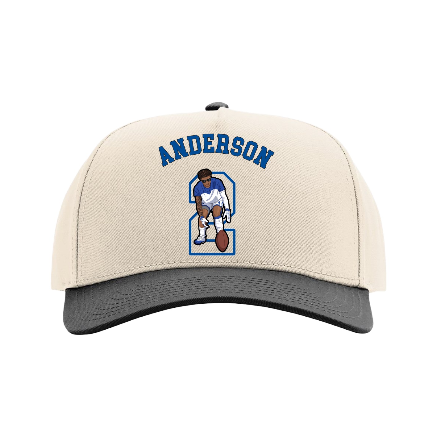 Full Fabric Five-Panel Champ Cap — Shirsey Arch in Cream/Black