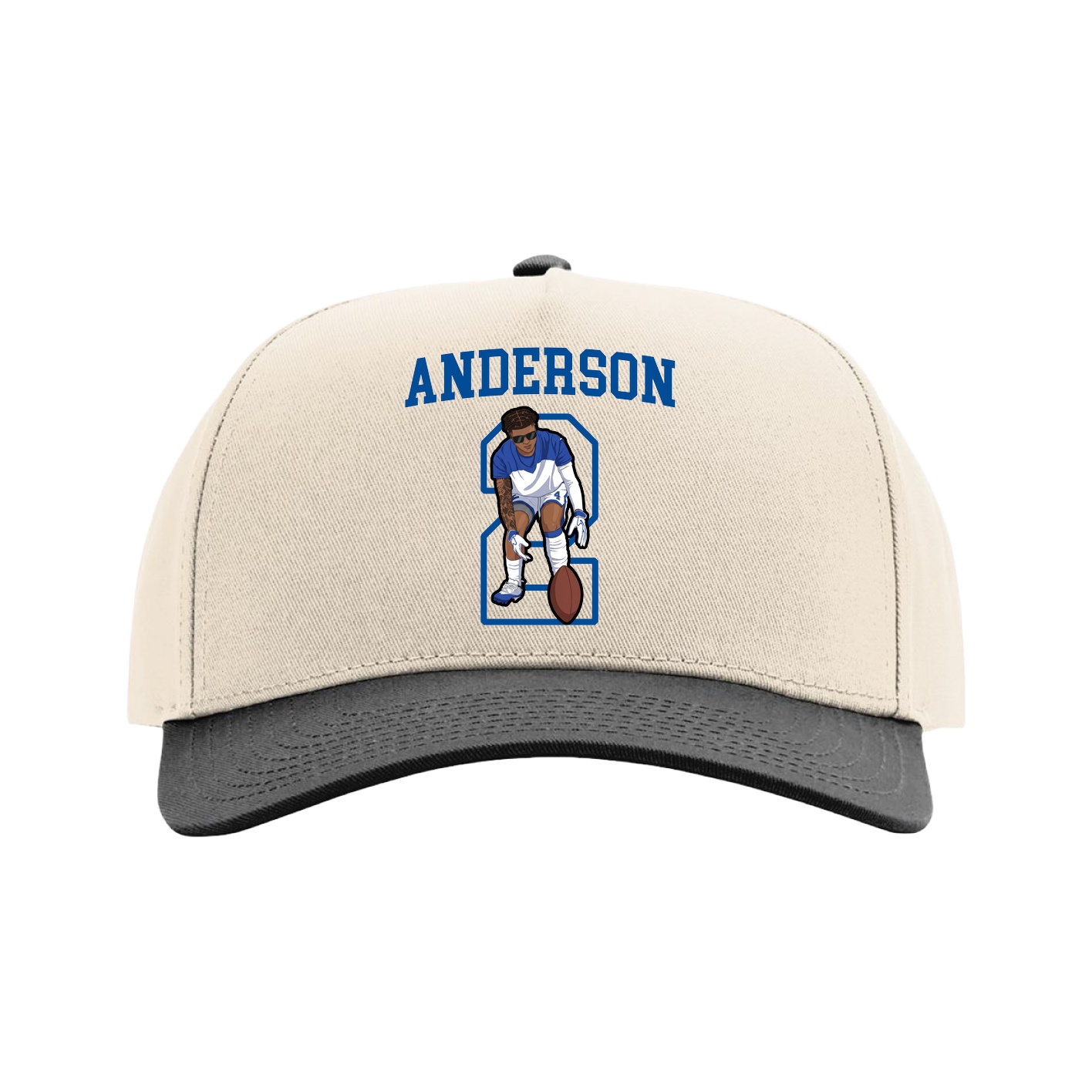 Full Fabric Five-Panel Champ Cap — Shirsey in Cream/Black