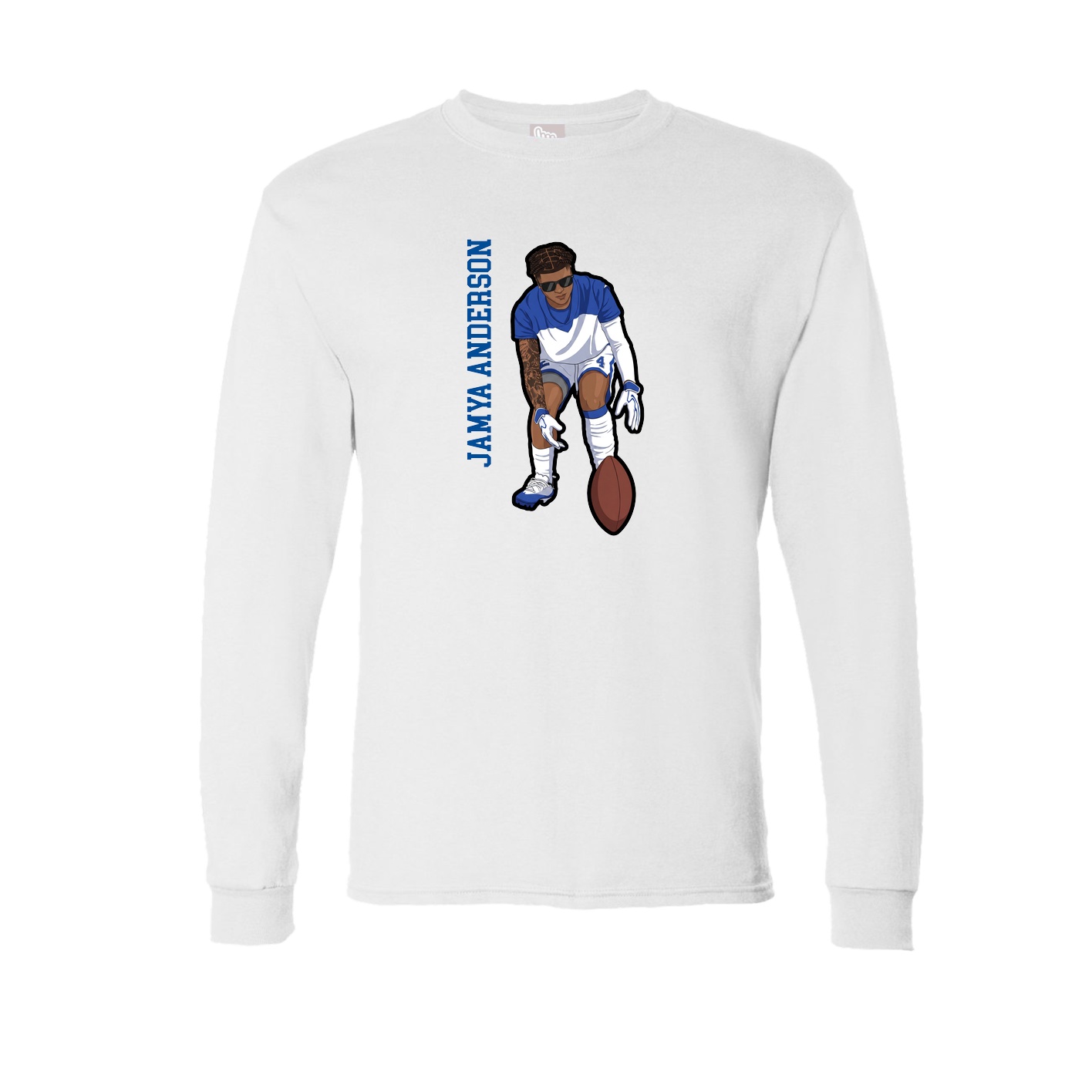 Long Sleeve Tee — Name Vertical in White