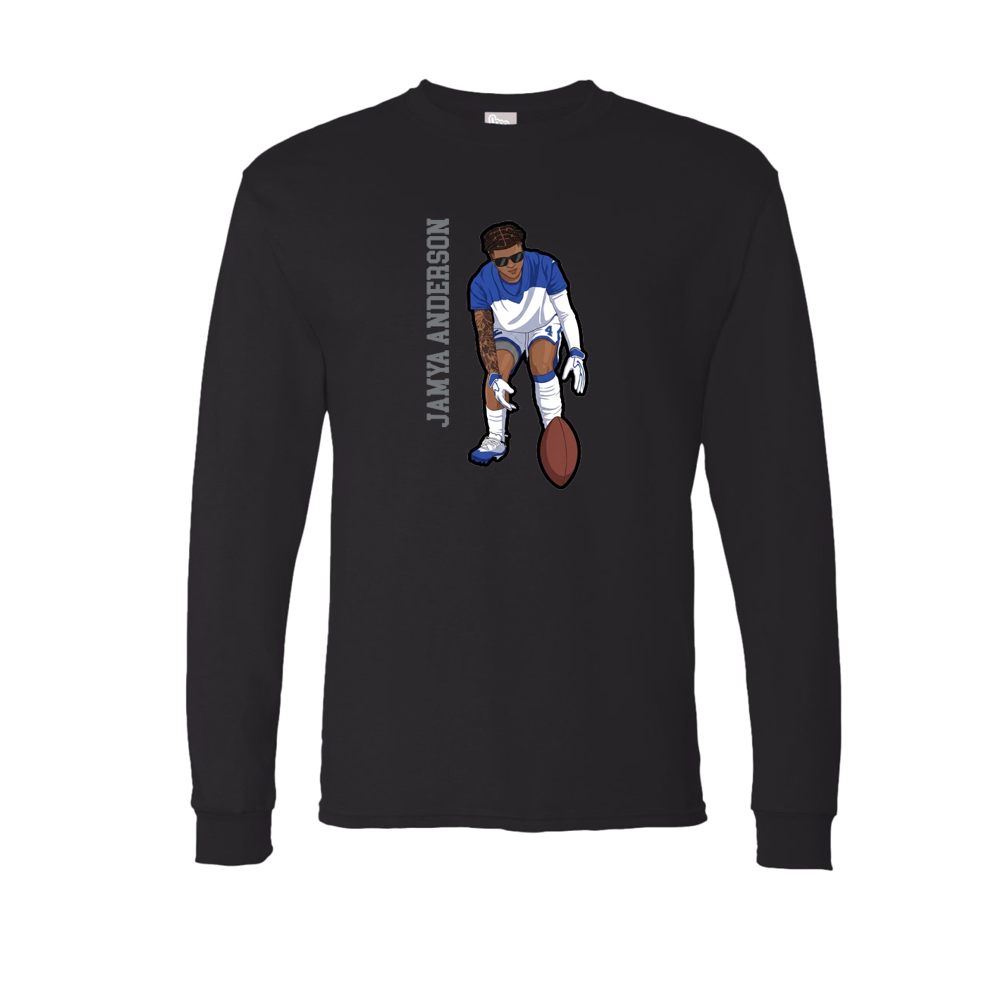 Long Sleeve Tee — Name Vertical in Black