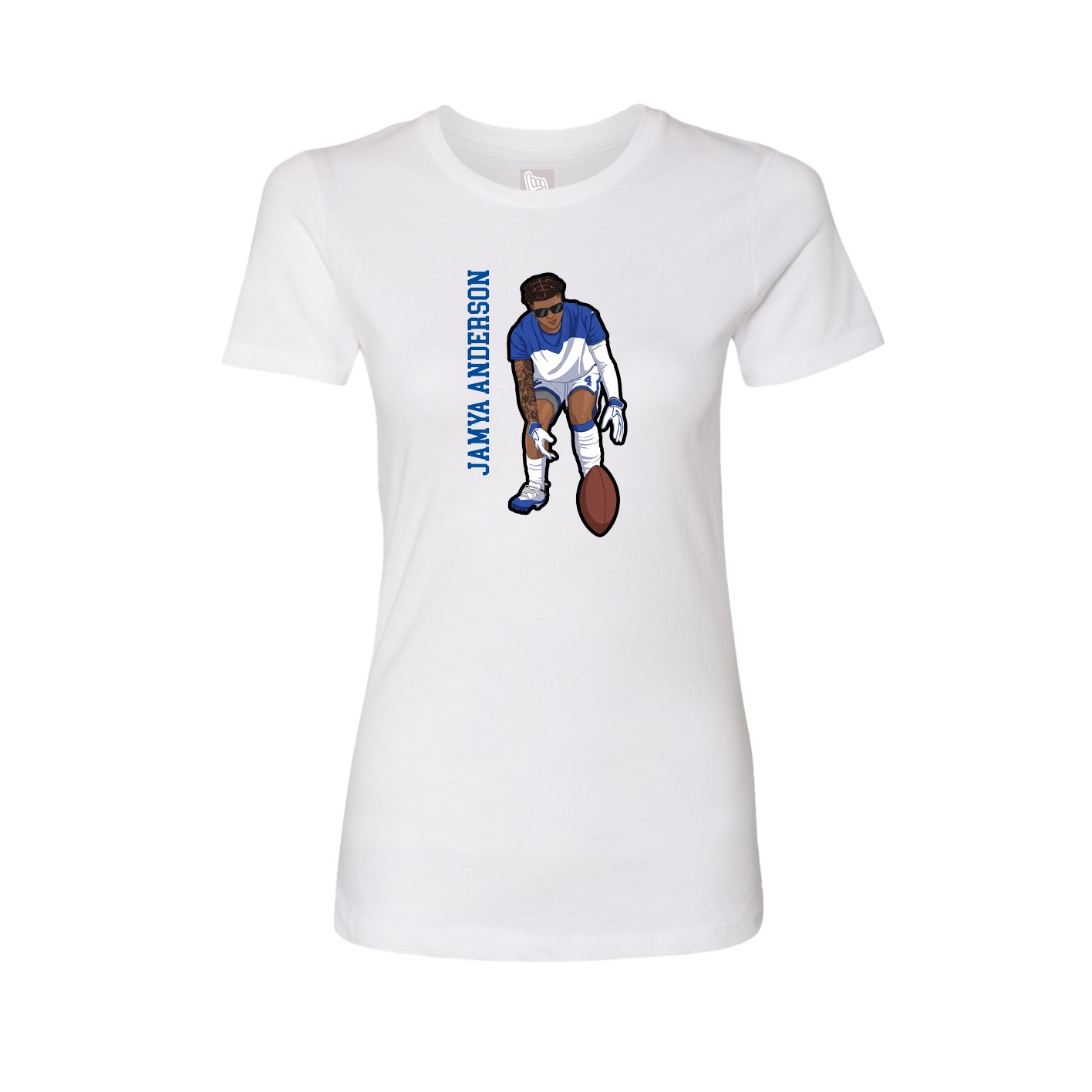 Womens Tee — Name Vertical in White