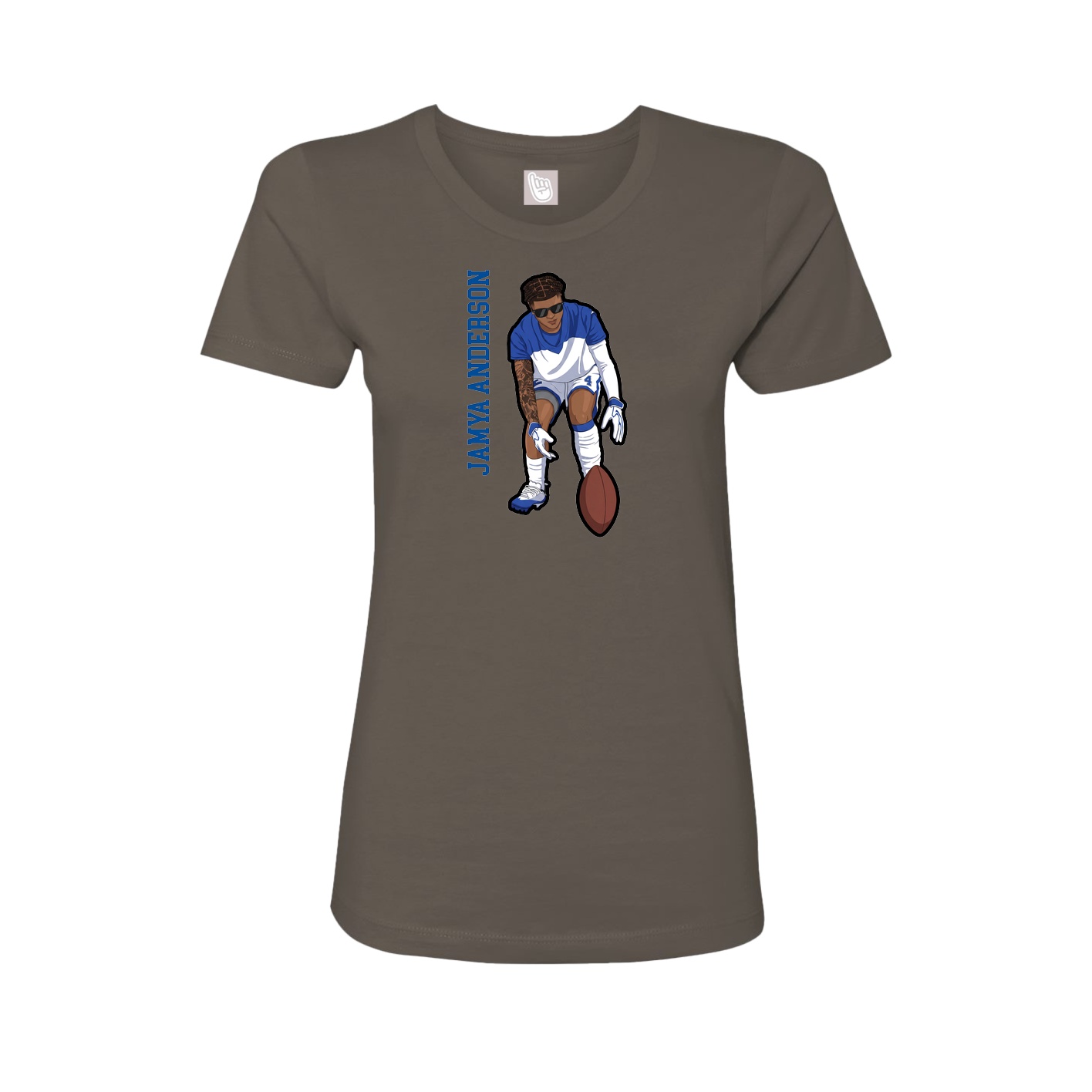Fitted Women's Tee — Name Vertical in Grey