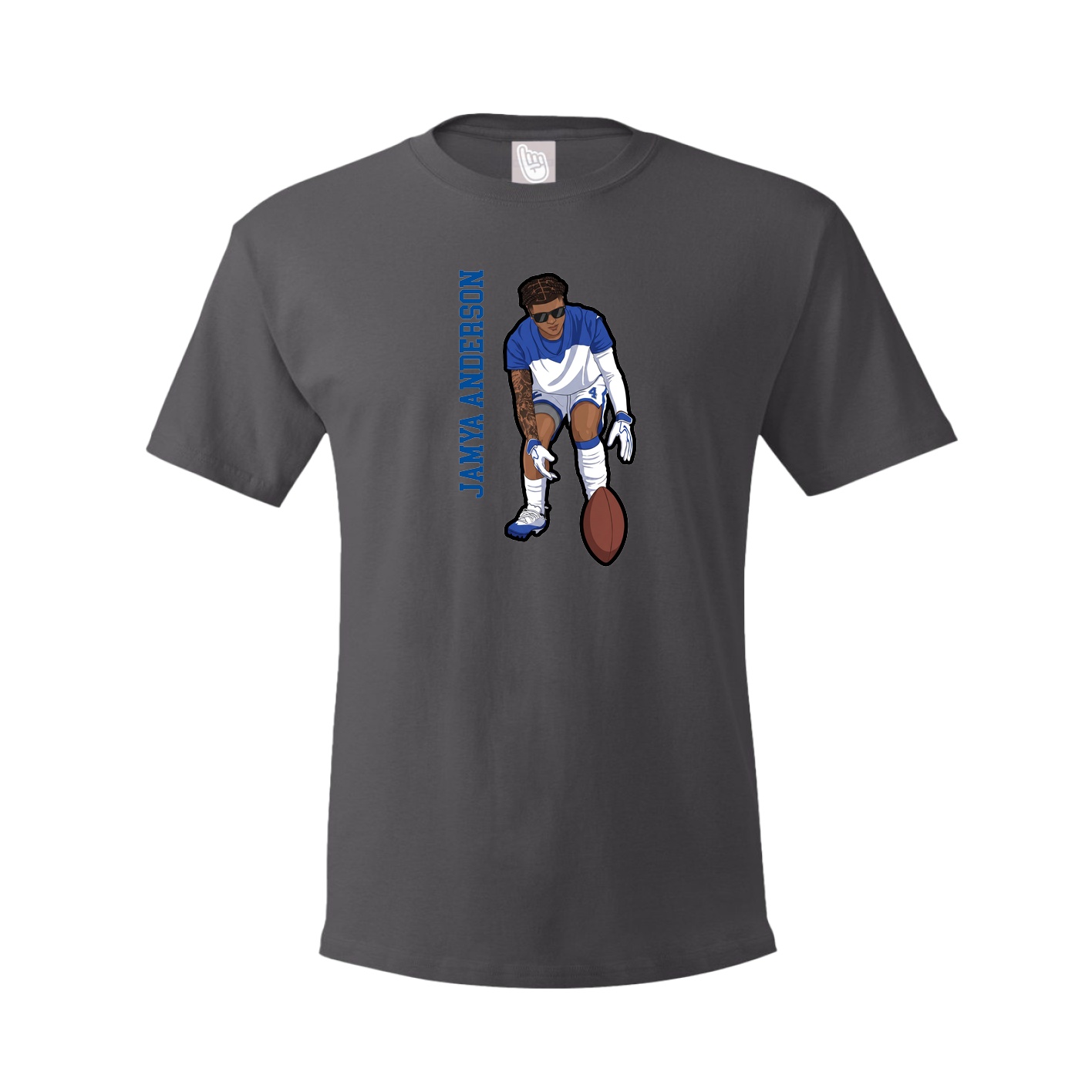 Youth Tee — Name Vertical in Grey