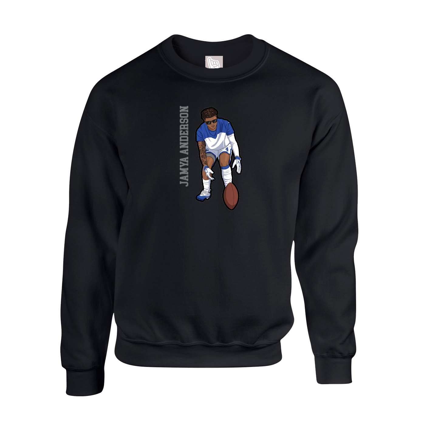 Fleece Crew — Name Vertical in Black