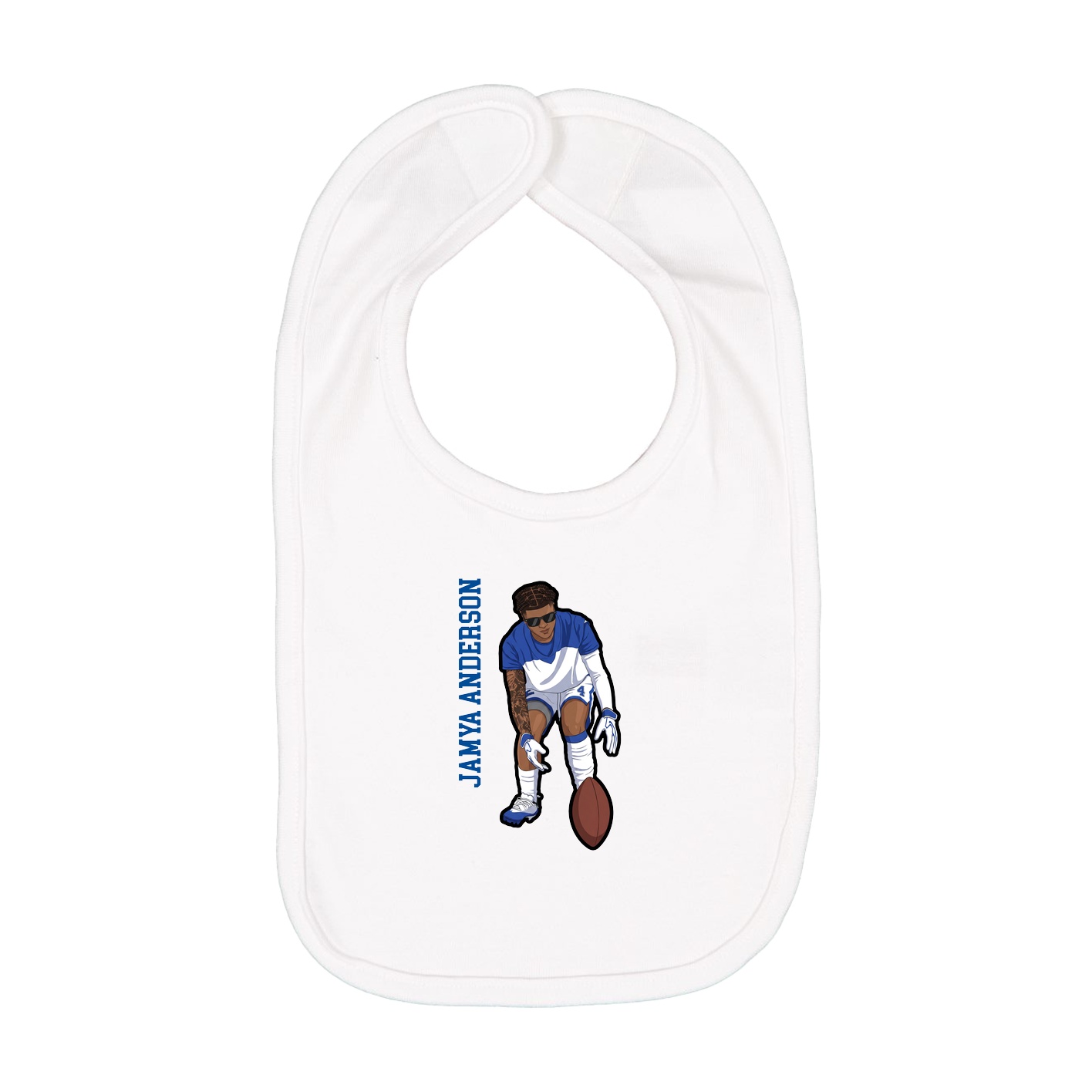Infant Bib — Name Vertical in White