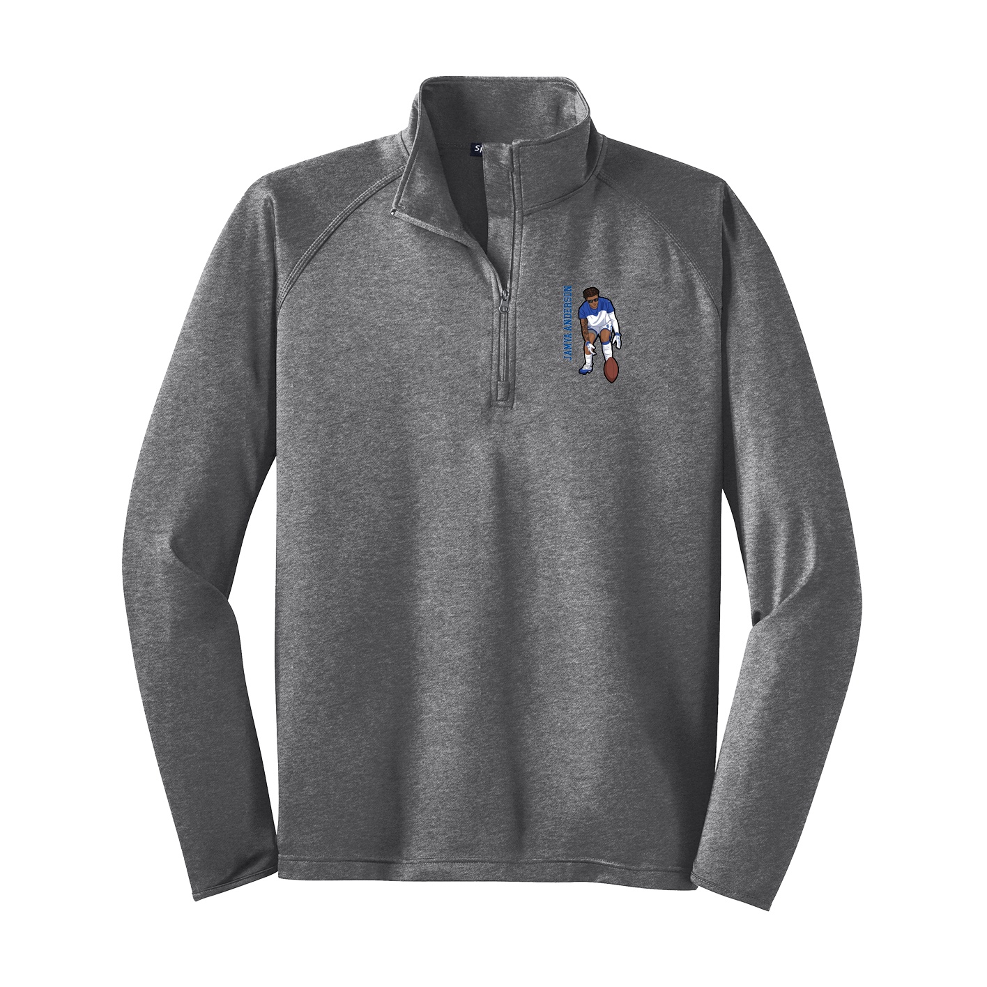 Q-Zip Pullover — Name Vertical in Grey