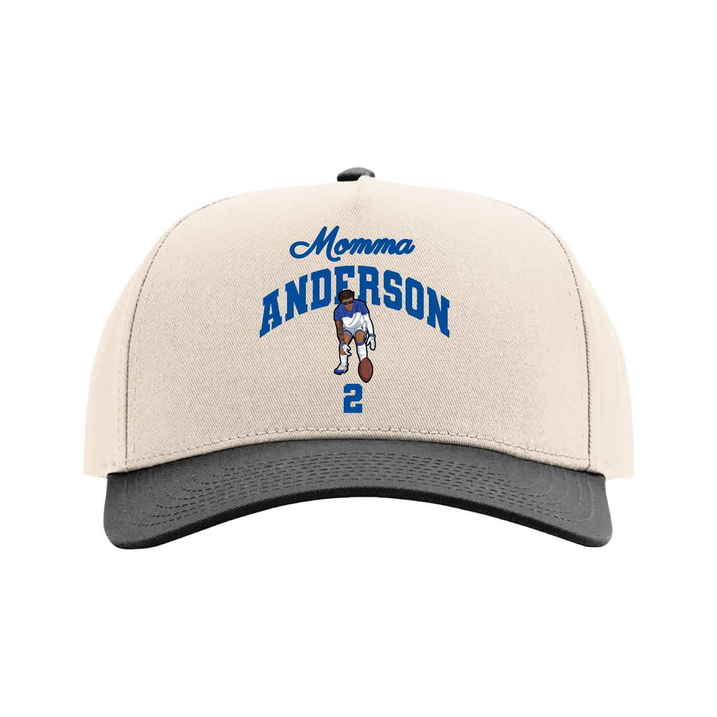Full Fabric Five-Panel Champ Cap — Mothers Day Arch in Cream/Black