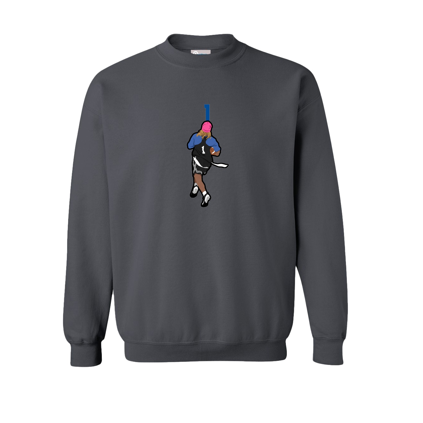 Fleece Crew — Number Top in Grey