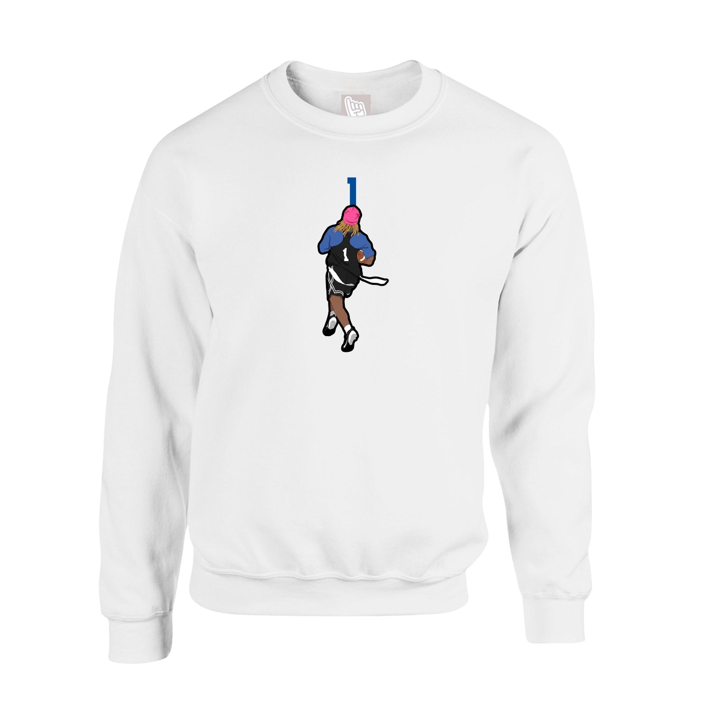 Fleece Crew — Number Top in White