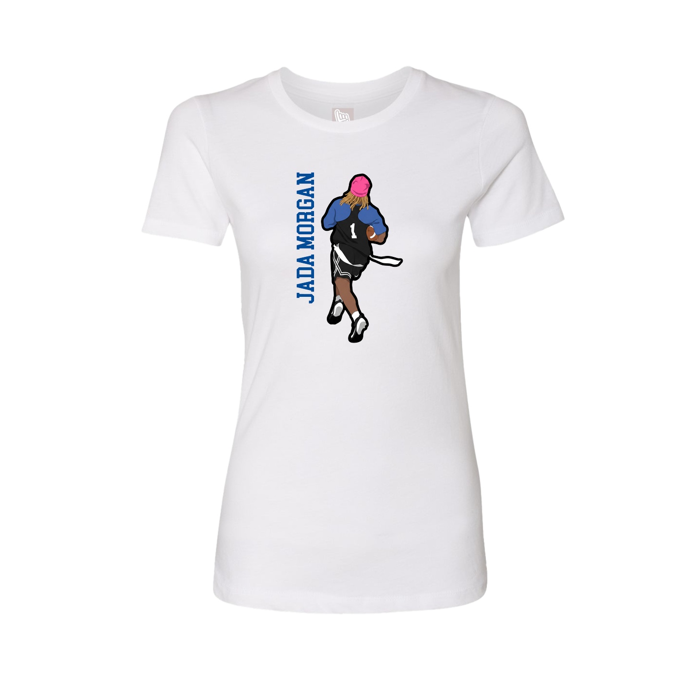 Womens Tee — Name Vertical in White