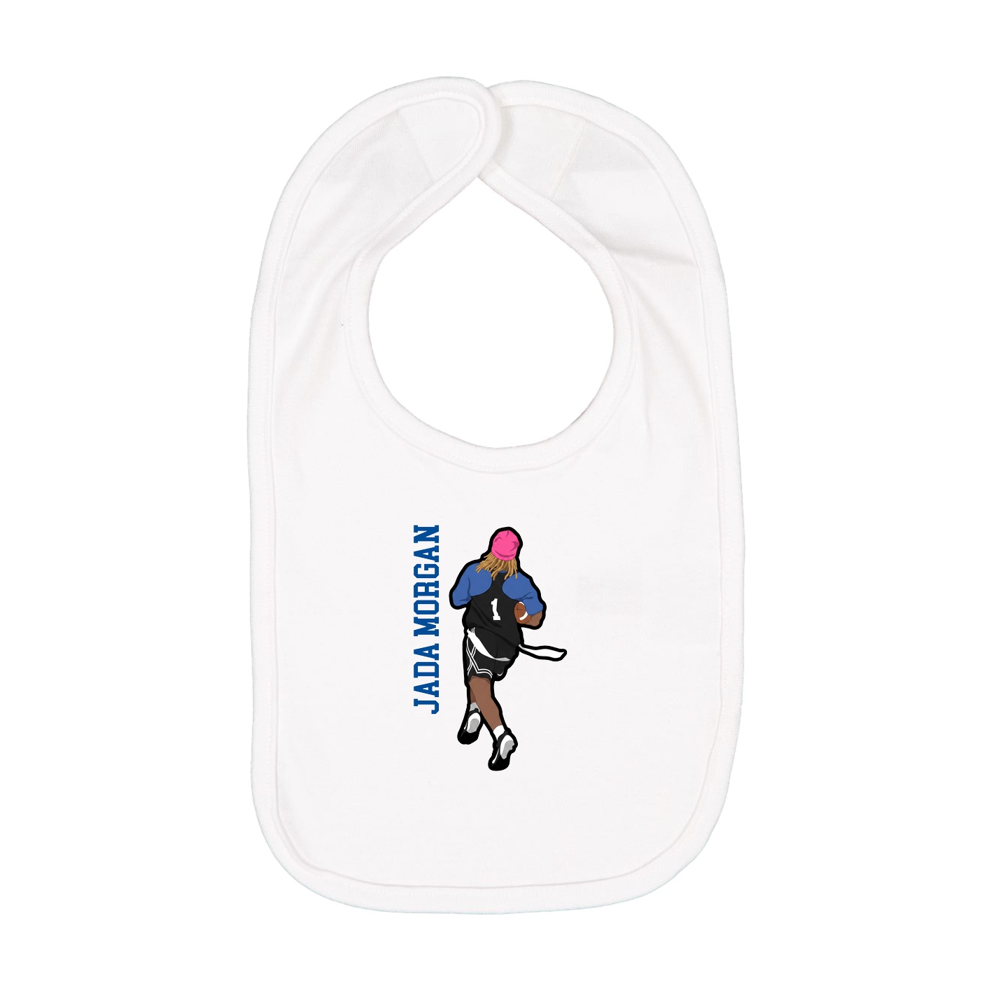 Infant Bib — Name Vertical in White