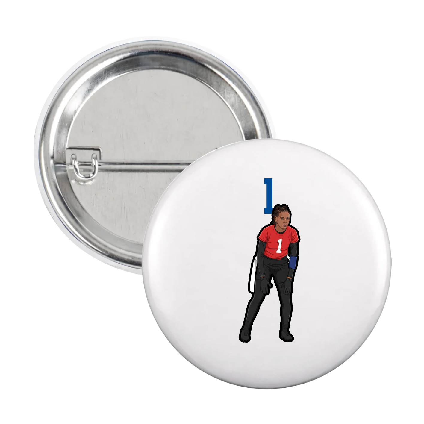 Game Day Button — Number Top in White