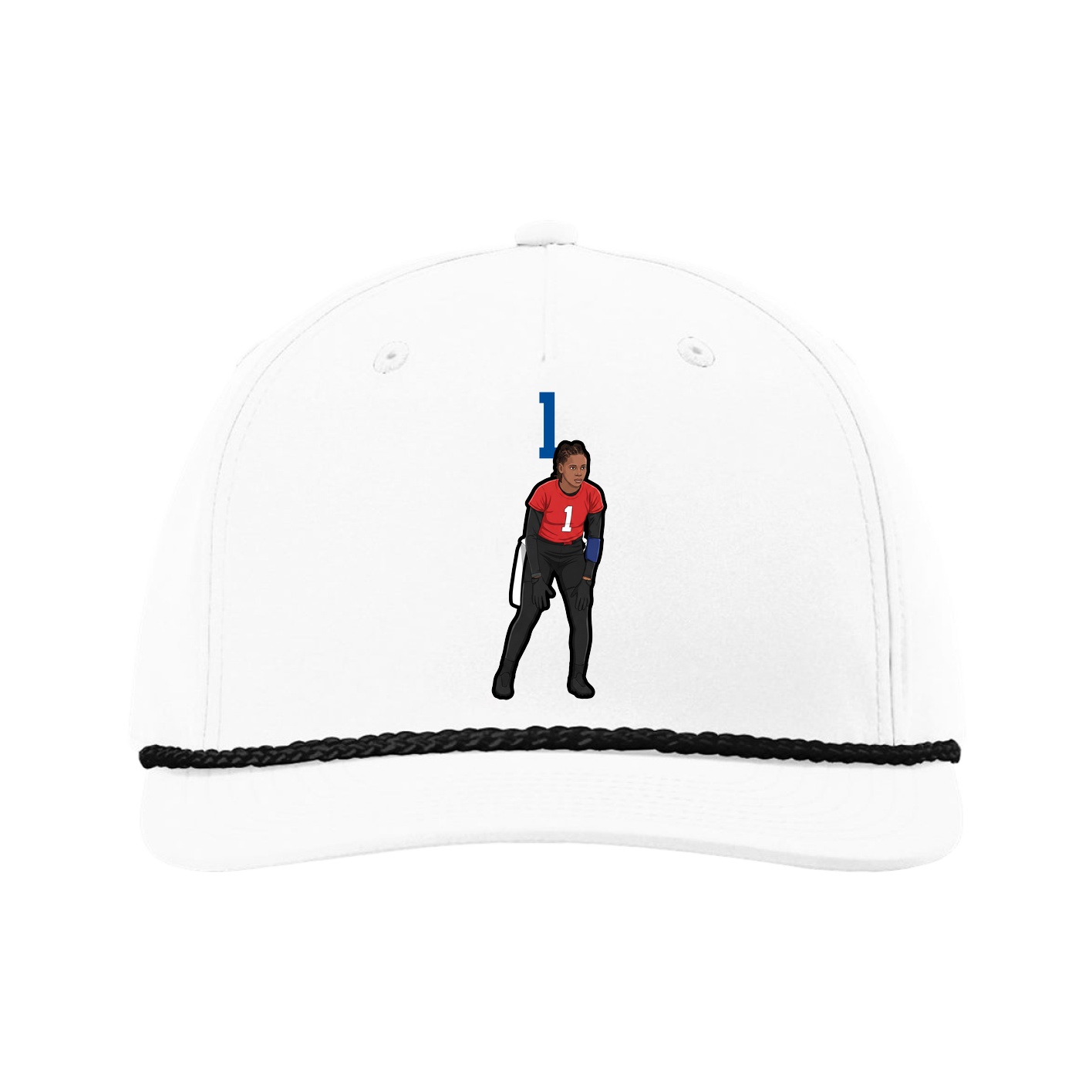 Five-Panel Classic Rope Cap — Number Top in White