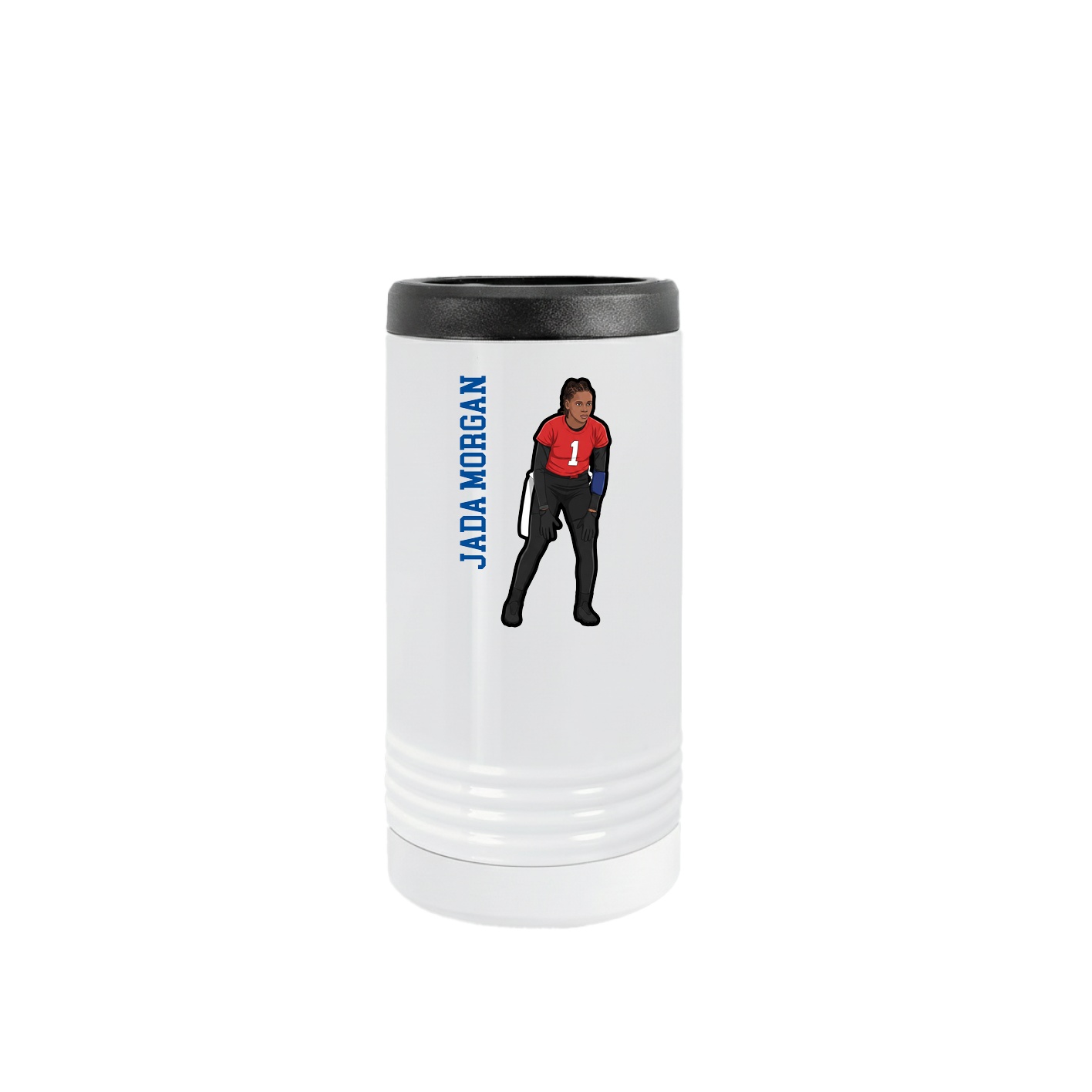 Slim Beverage Holder — Name Vertical in White