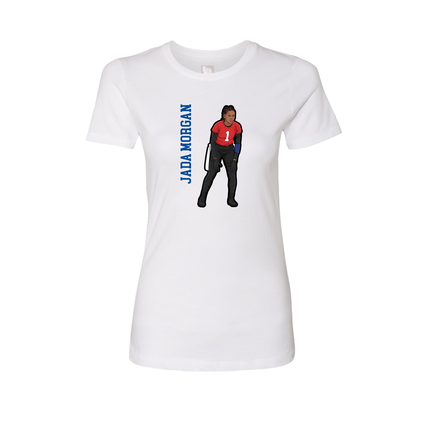 Womens Tee — Name Vertical in White
