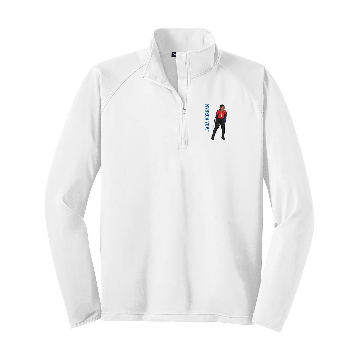 Q-Zip Pullover — Name Vertical in White