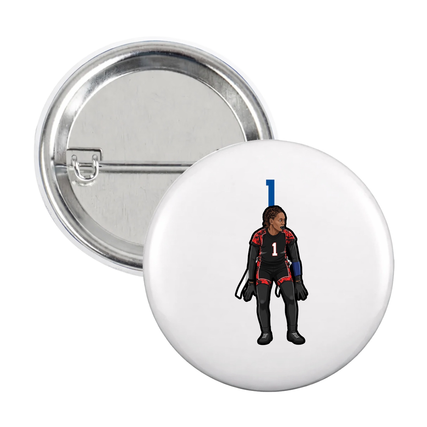 Game Day Button — Number Top in White
