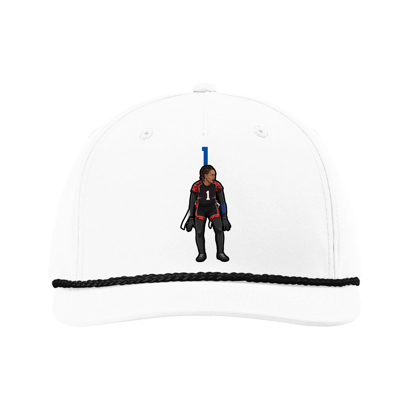 Five-Panel Classic Rope Cap — Number Top in White