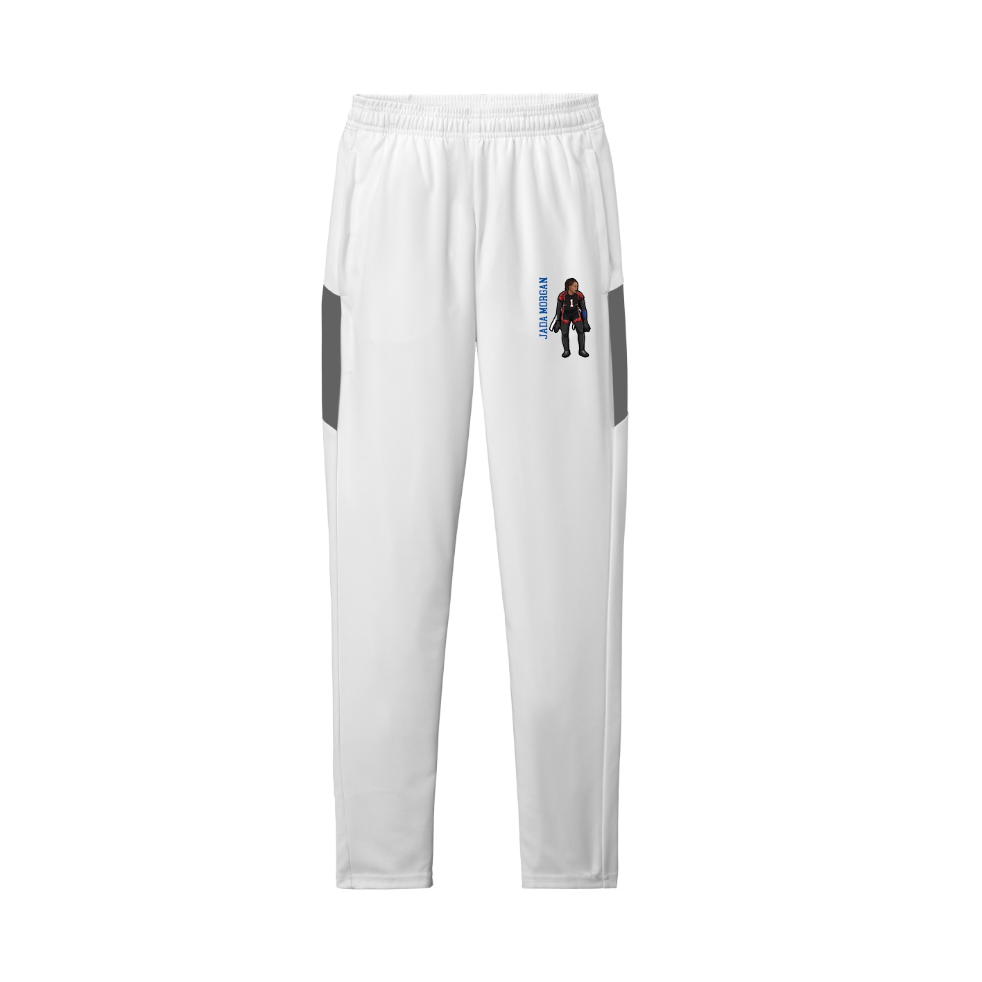 Team Travel Pant — Name Vertical in White/Grey