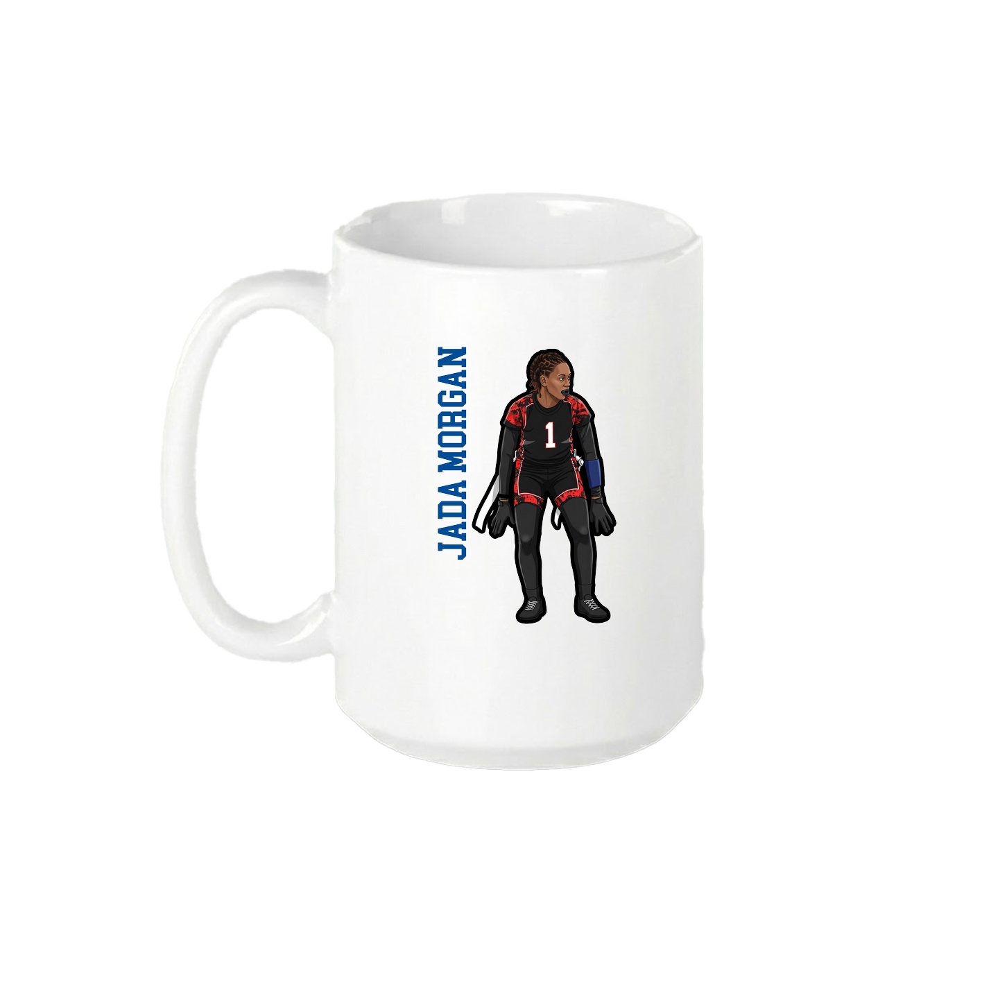 15oz Coffee Mug — Name Vertical in White