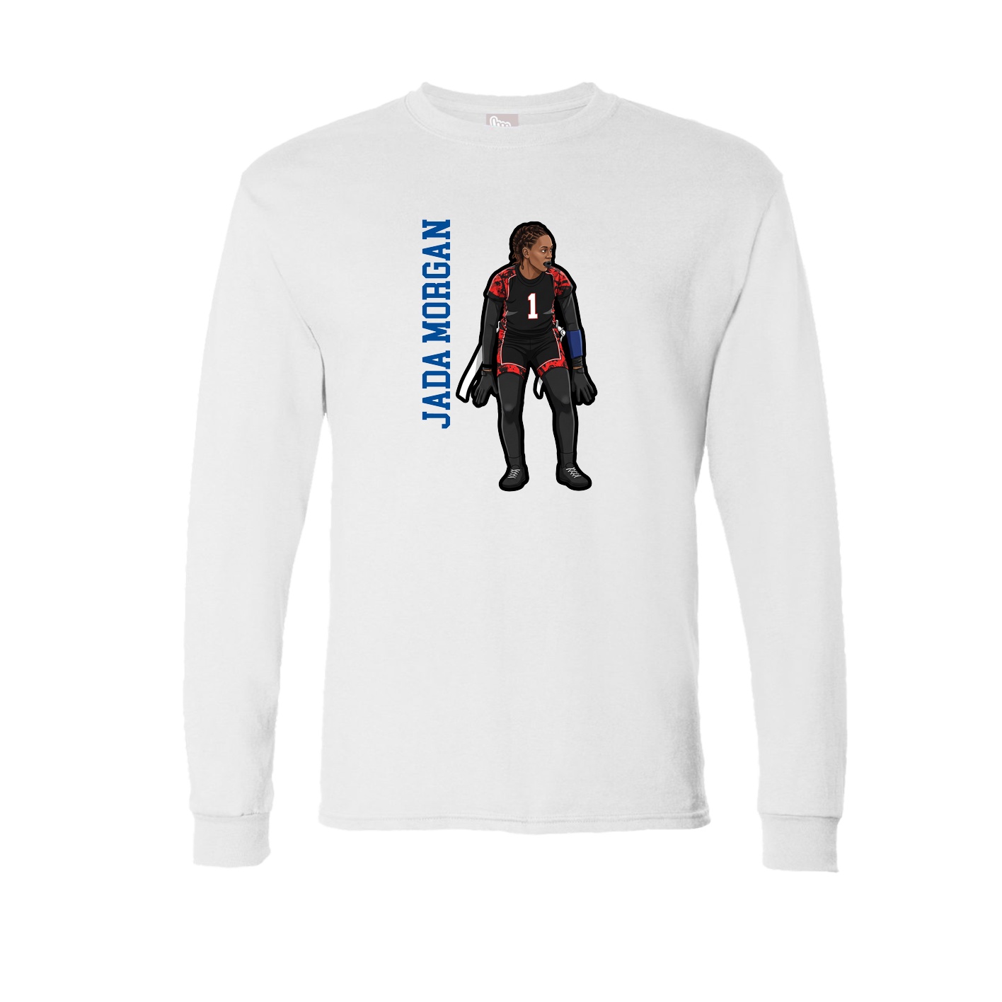 Long Sleeve Tee — Name Vertical in White