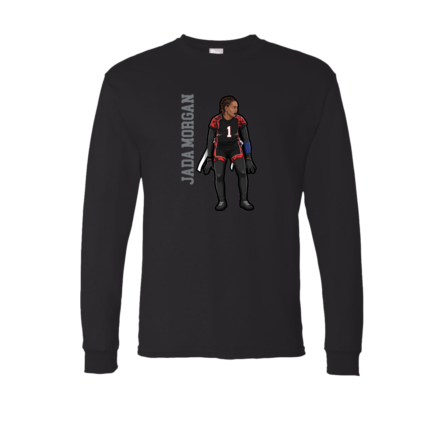 Long Sleeve Tee — Name Vertical in Black
