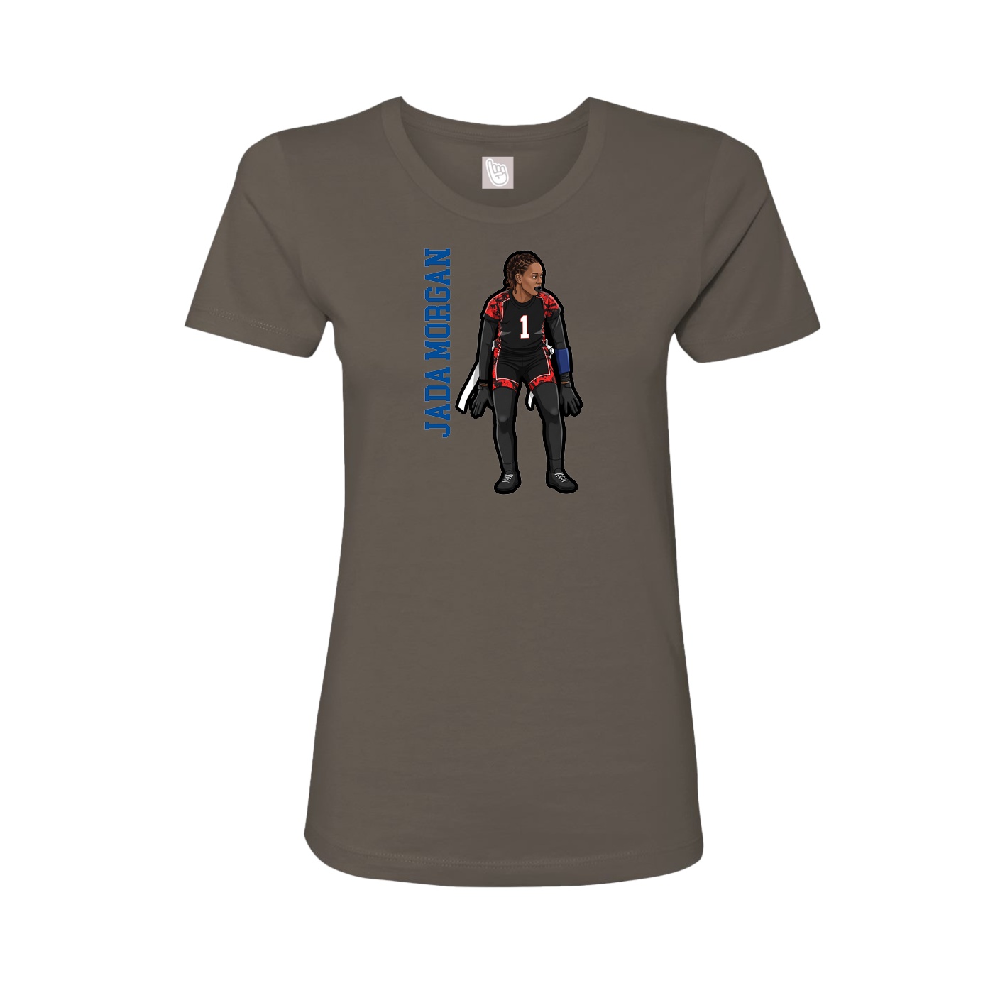 Fitted Women's Tee — Name Vertical in Grey