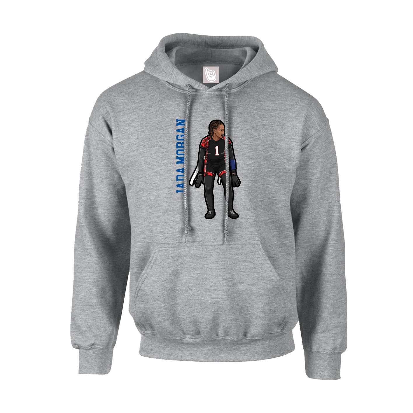 Hoodie — Name Vertical in Grey