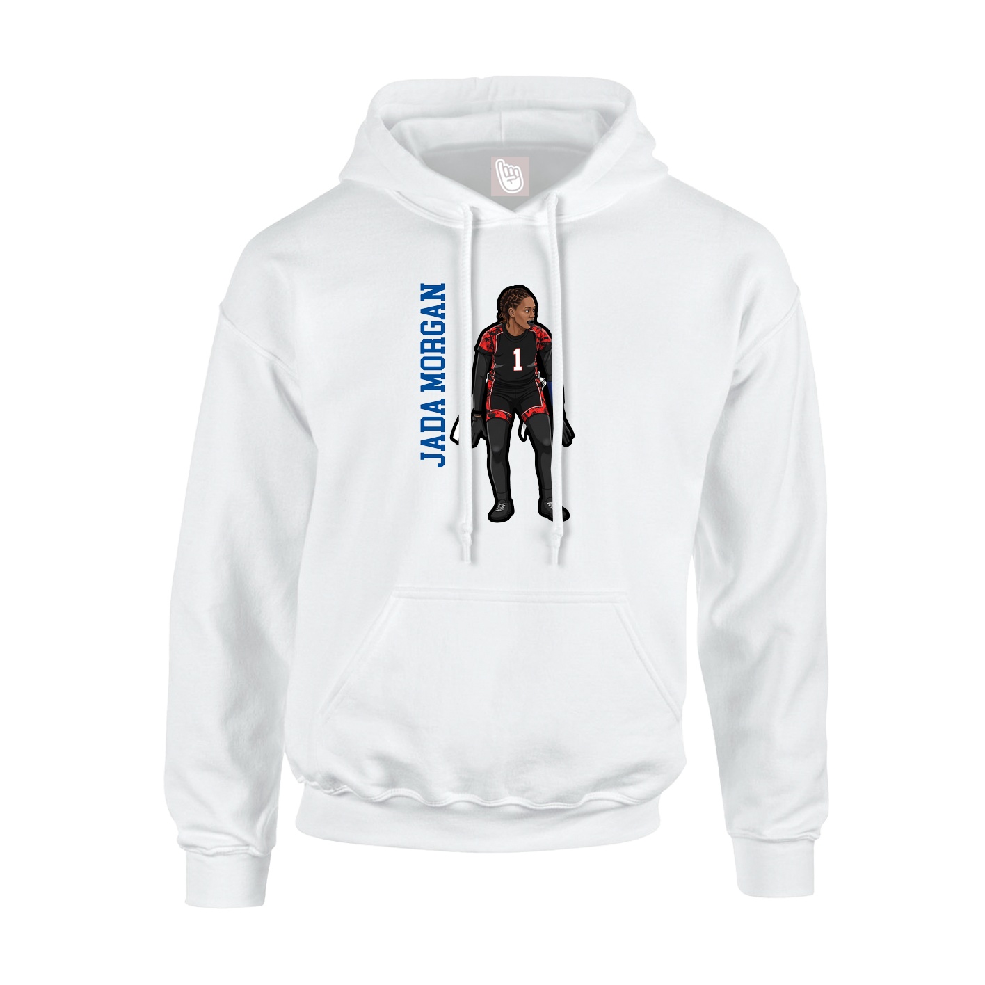 Youth Hoodie — Name Vertical in White
