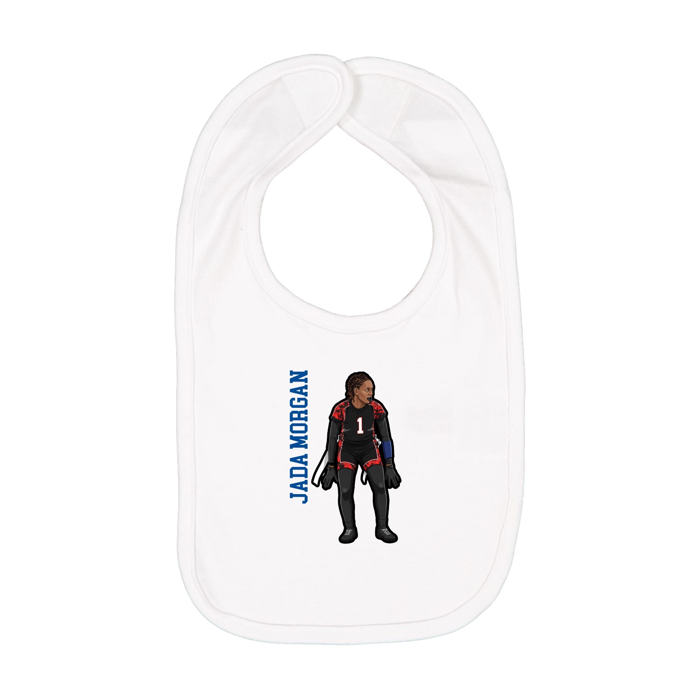 Infant Bib — Name Vertical in White