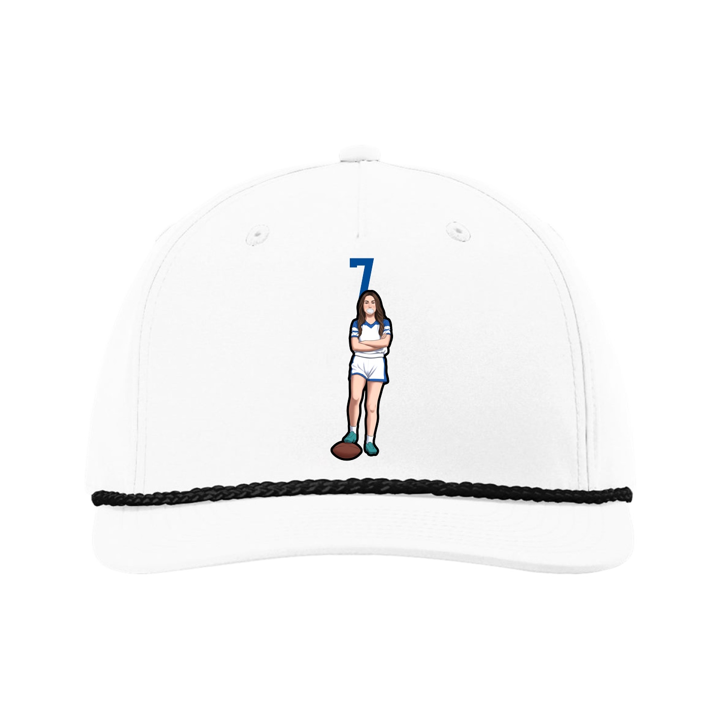 Five-Panel Classic Rope Cap — Number Top in White