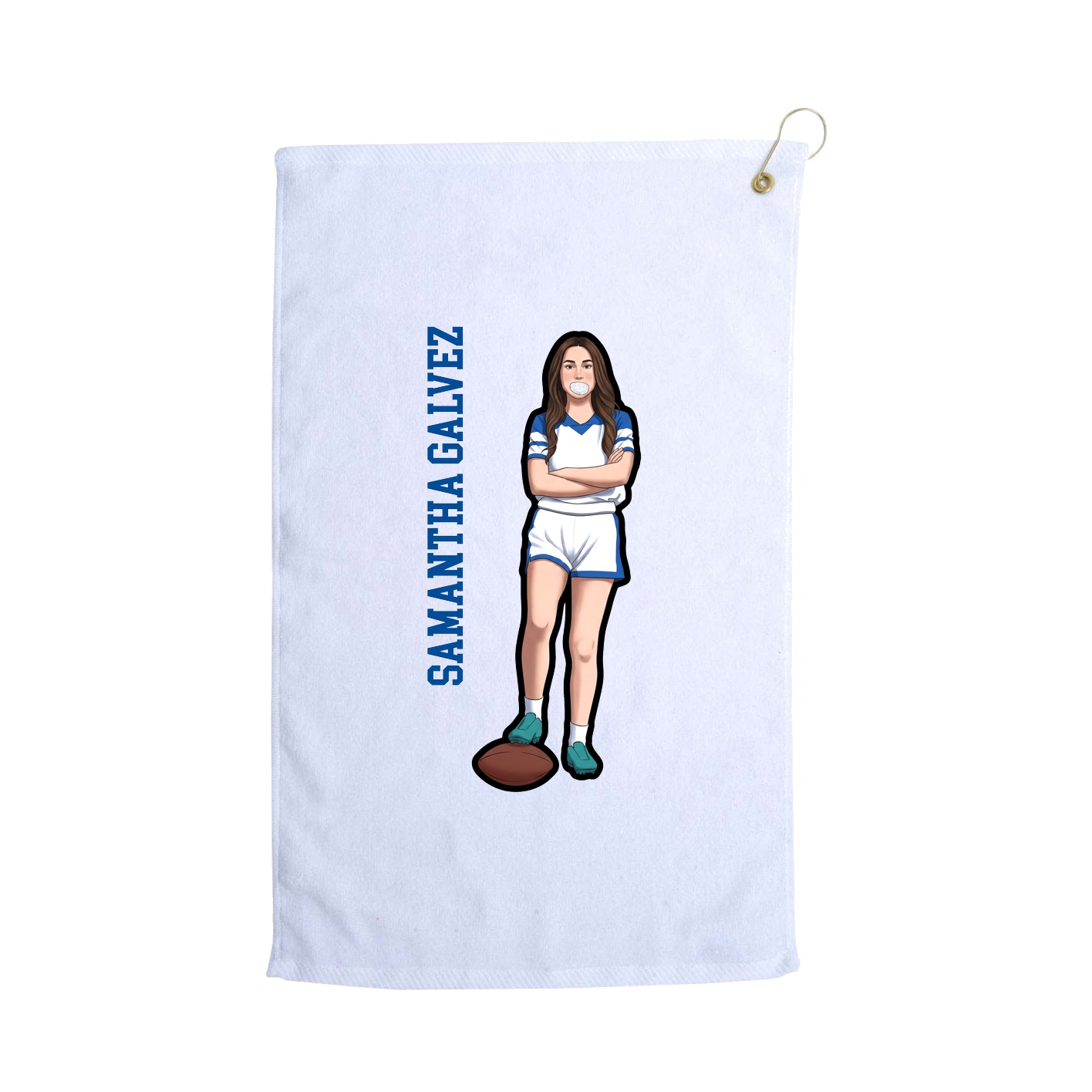 Golf Towel — Name Vertical in White