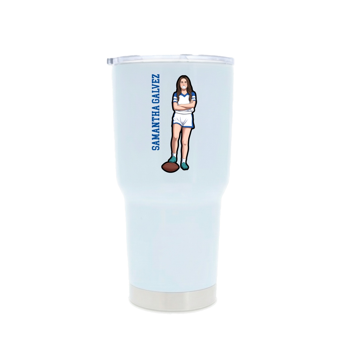 30oz Stainless Steel Tumbler — Name Vertical in White