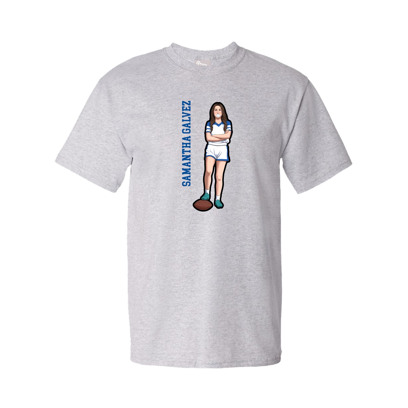 Youth Tee — Name Vertical in Grey
