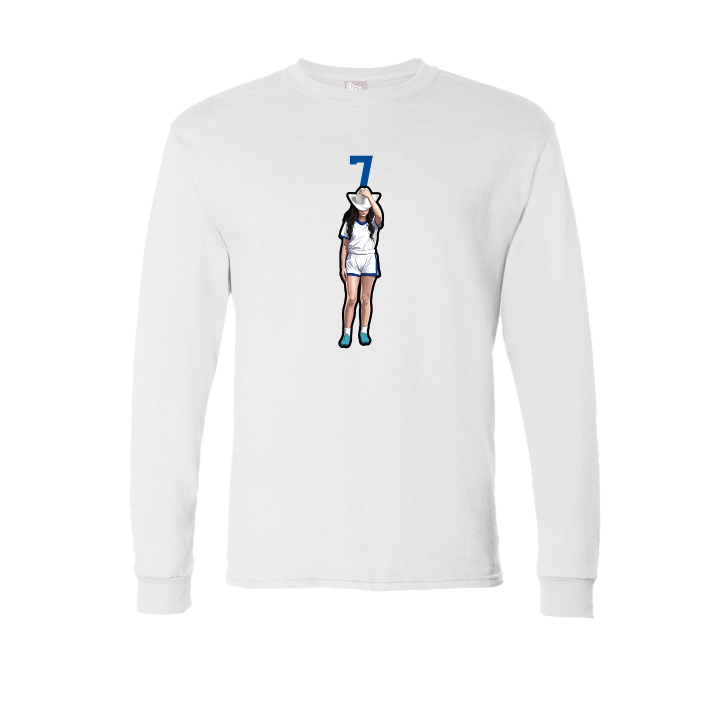 Long Sleeve Tee — Number Top in White