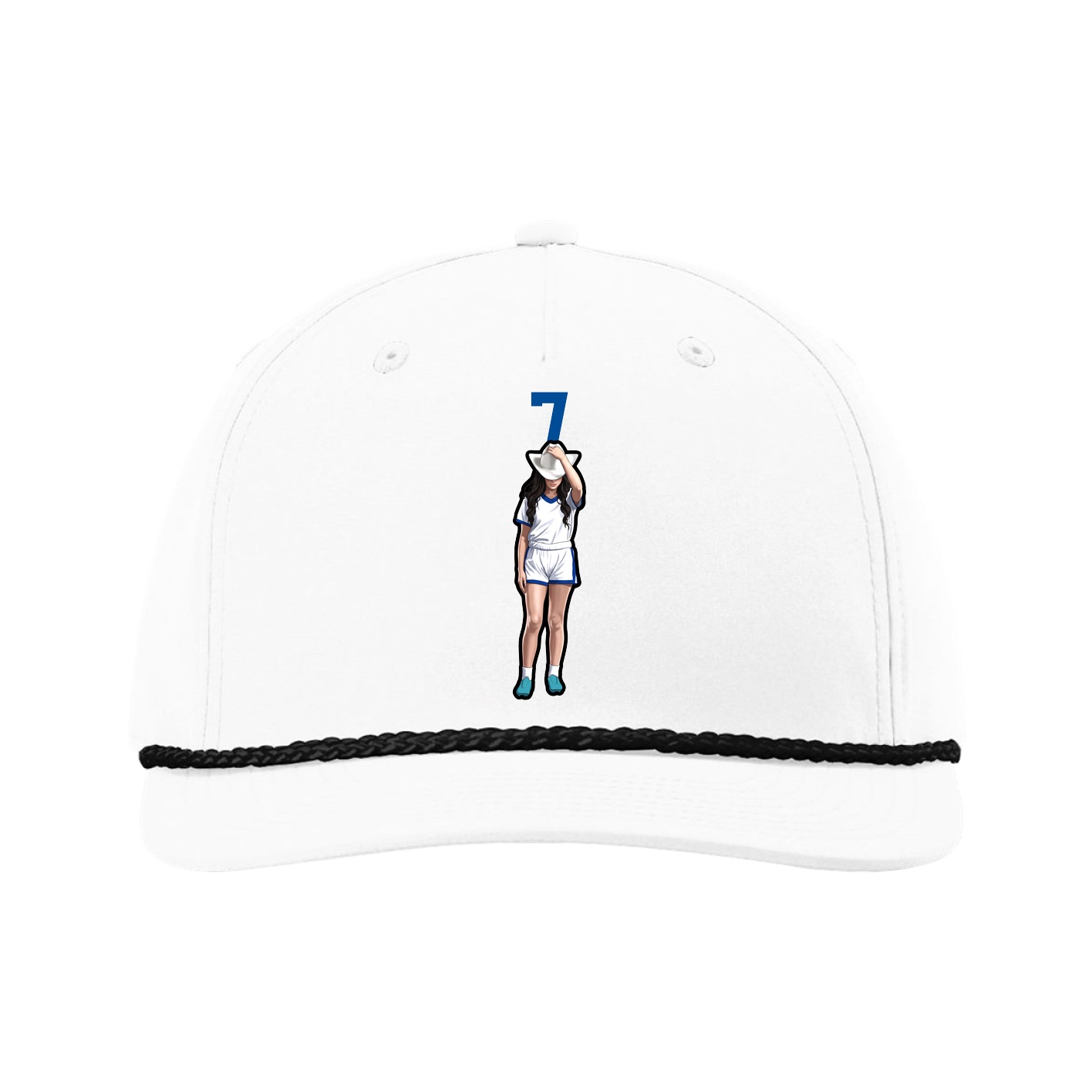 Five-Panel Classic Rope Cap — Number Top in White