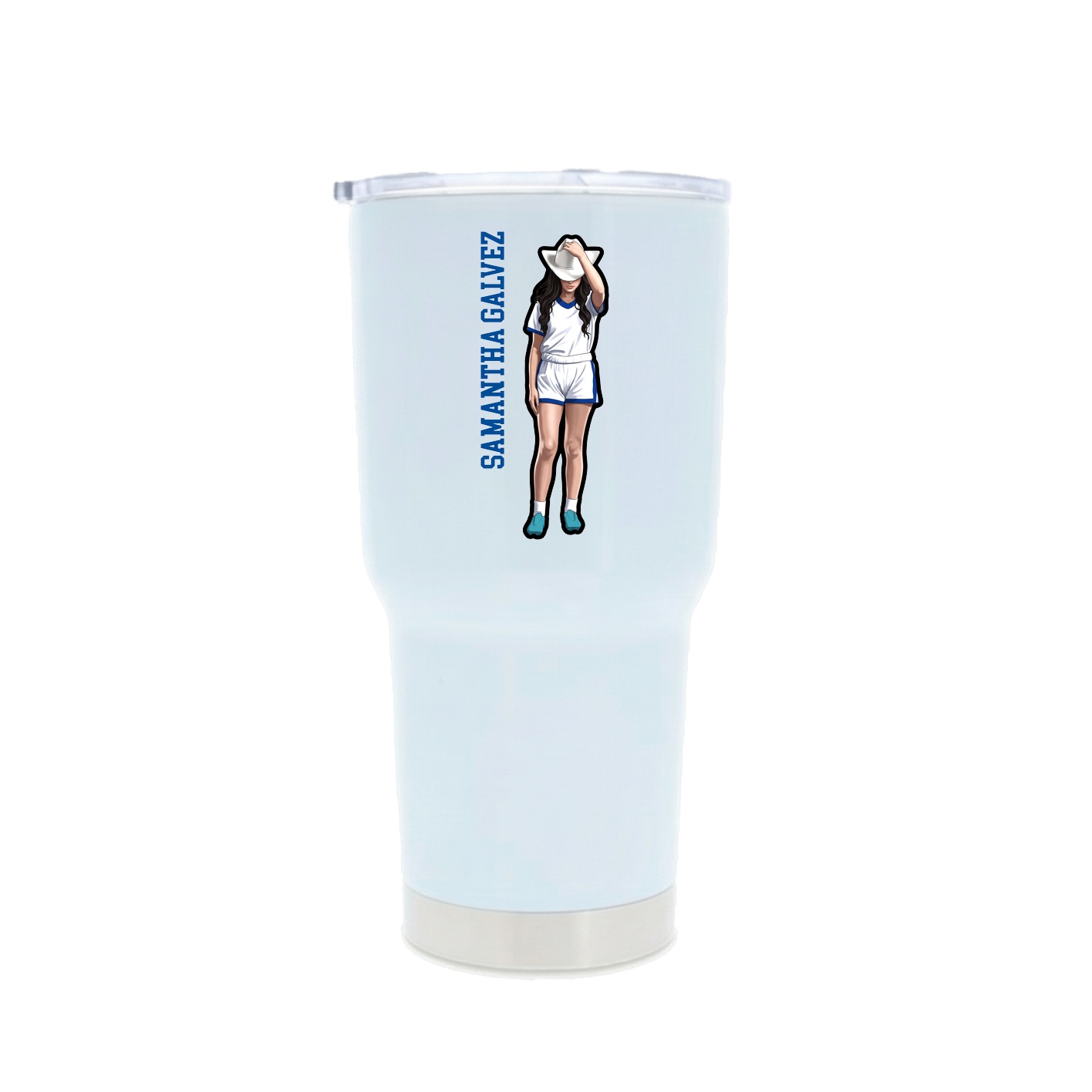 30oz Stainless Steel Tumbler — Name Vertical in White