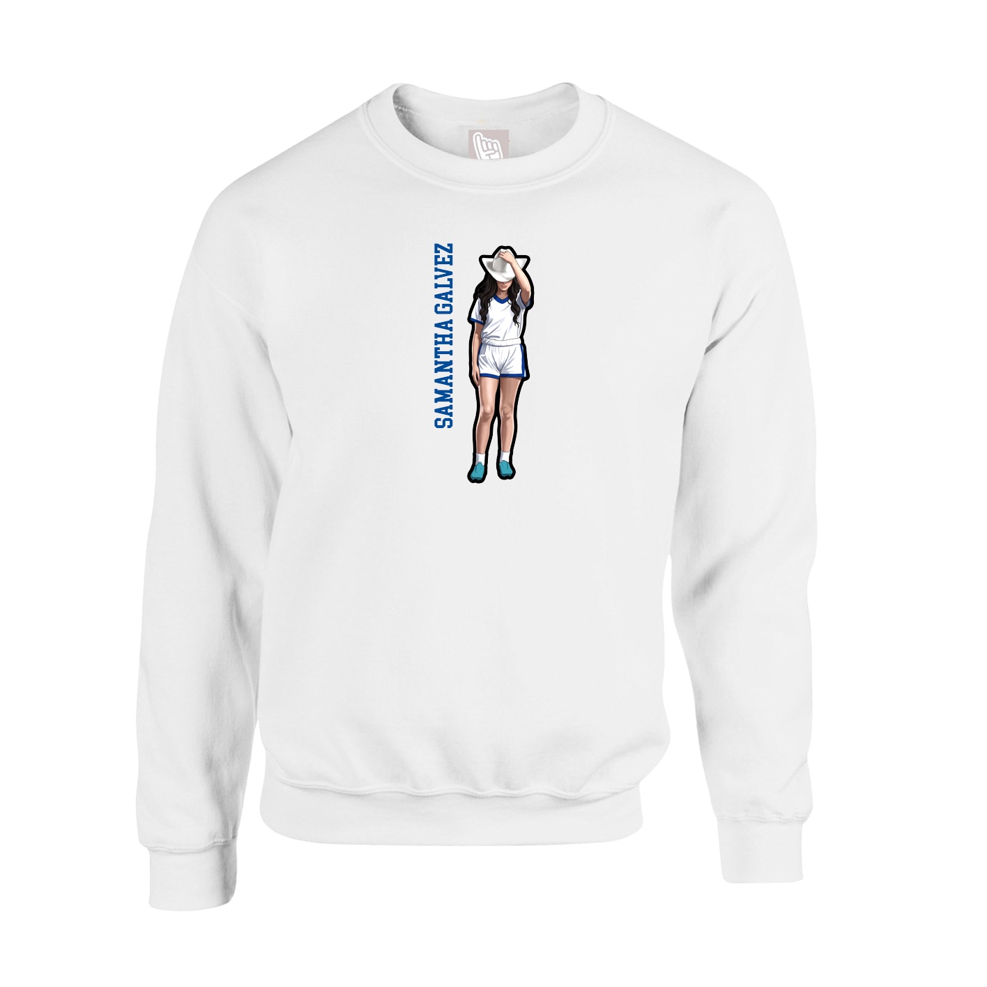 Fleece Crew — Name Vertical in White
