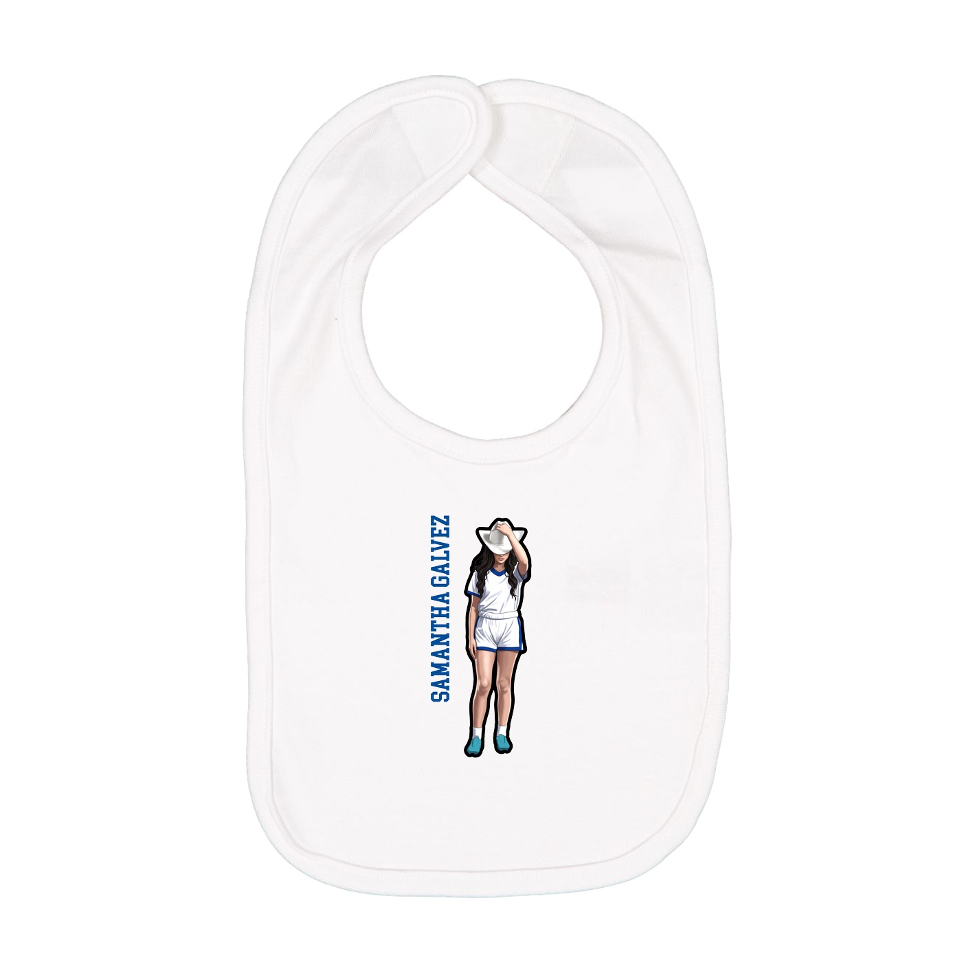 Infant Bib — Name Vertical in White