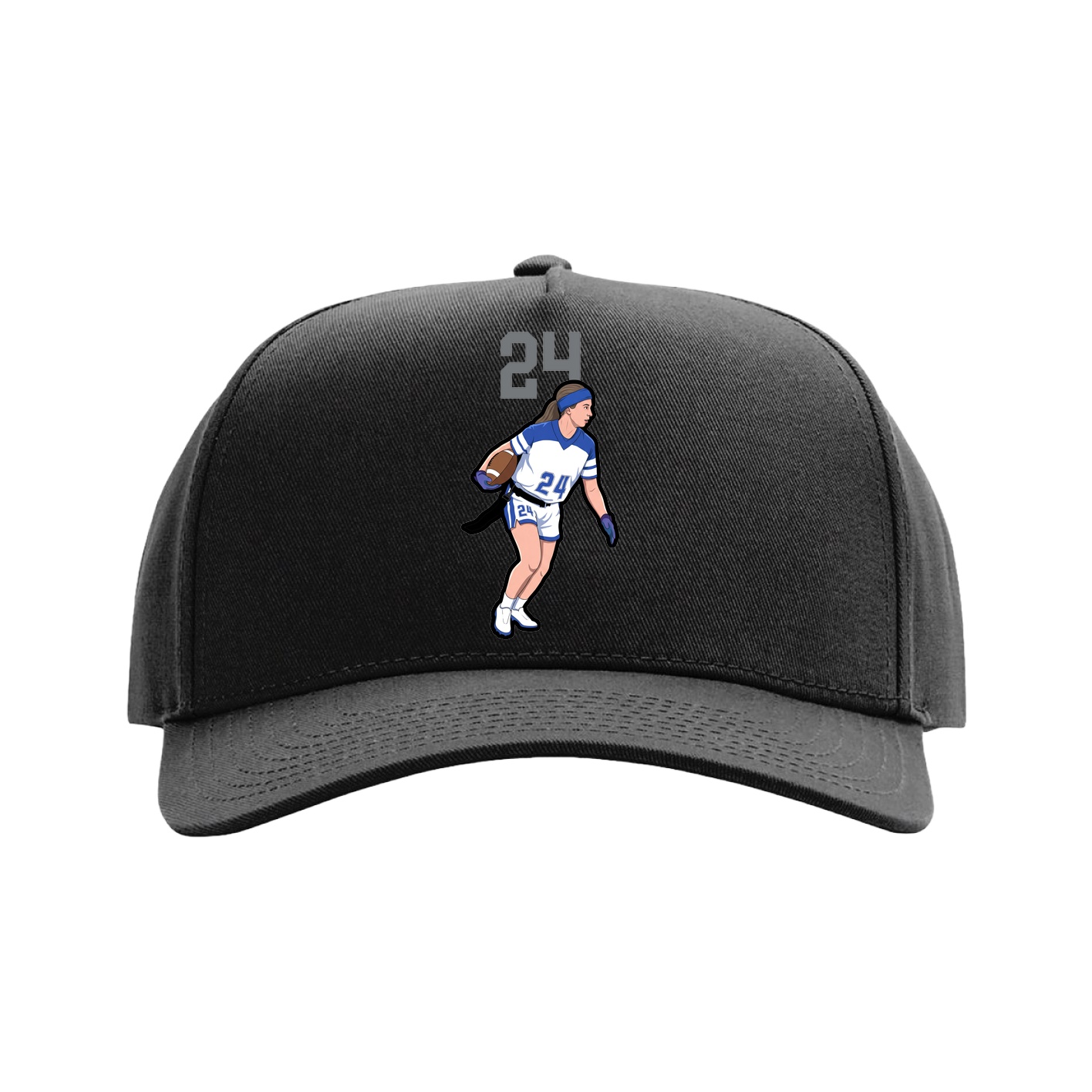 Full Fabric Five-Panel Champ Cap — Number Top in Black