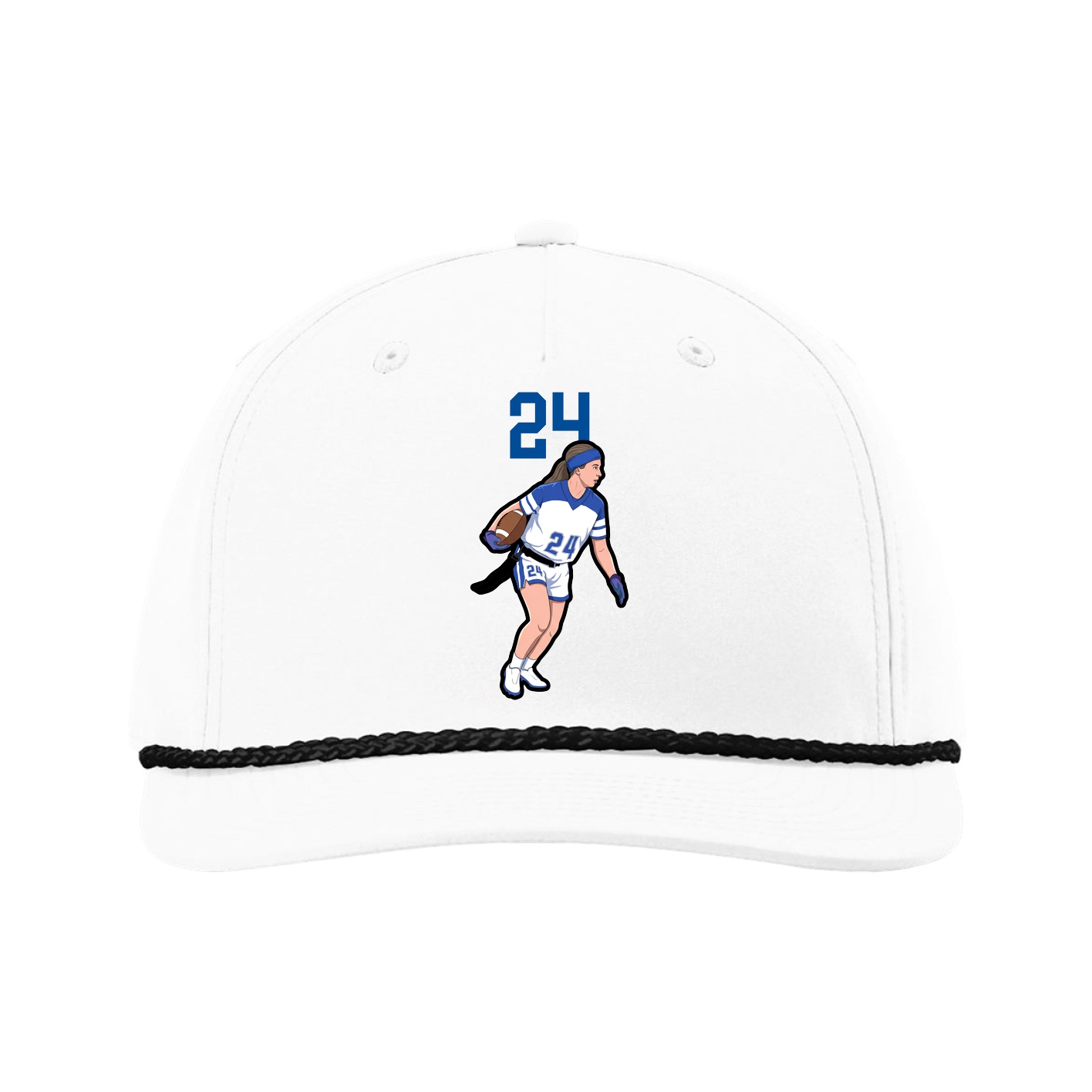 Five-Panel Classic Rope Cap — Number Top in White