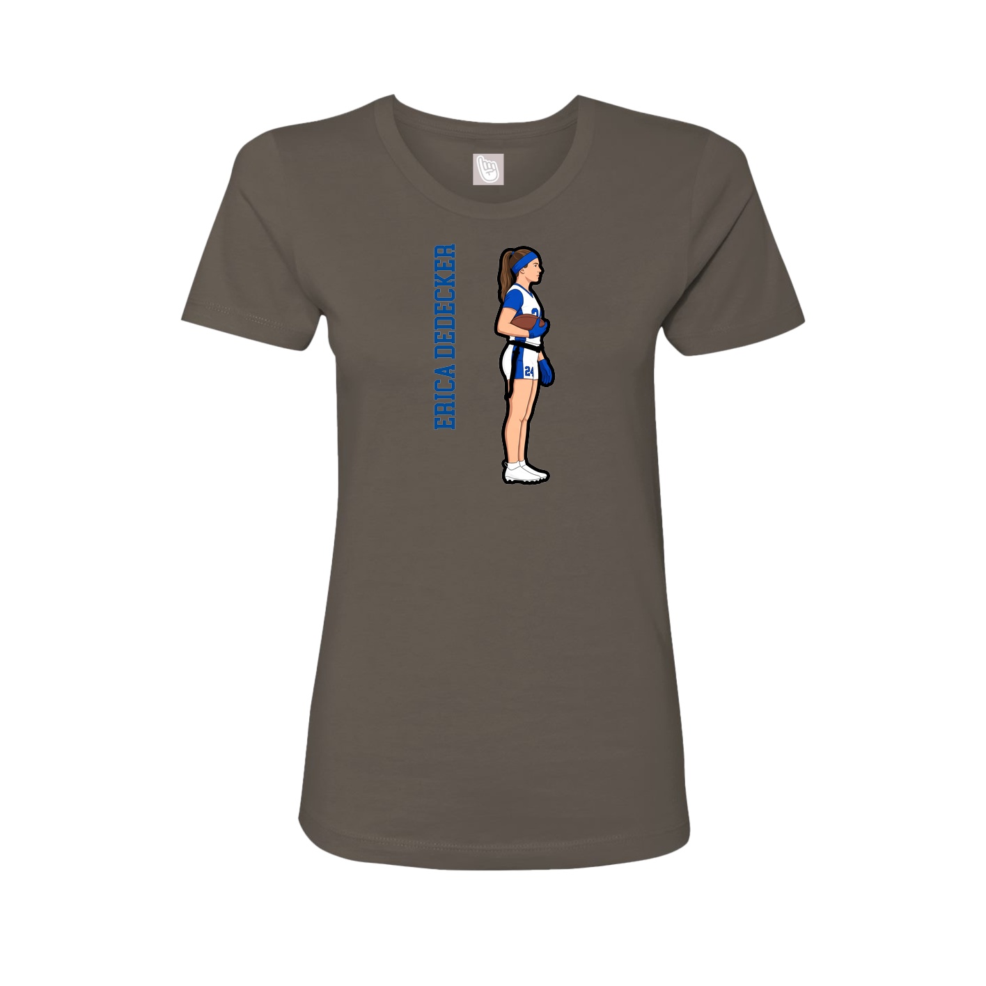 Fitted Women's Tee — Name Vertical in Grey