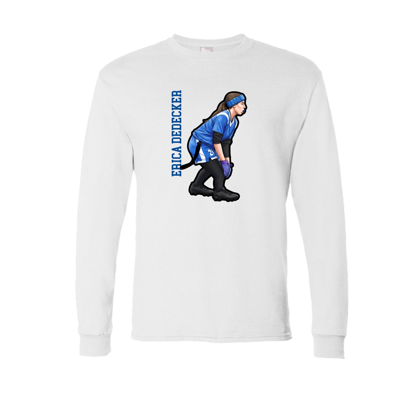 Long Sleeve Tee — Name Vertical in White
