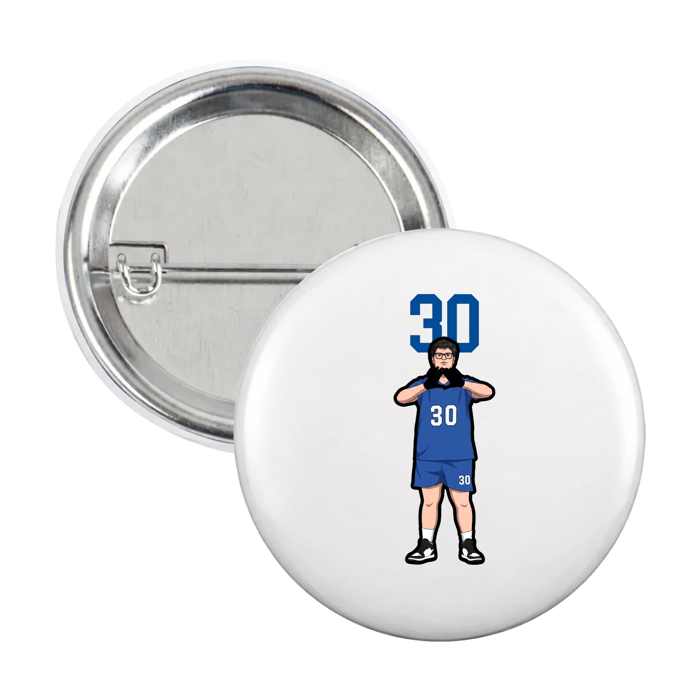 Game Day Button — Number Top in White
