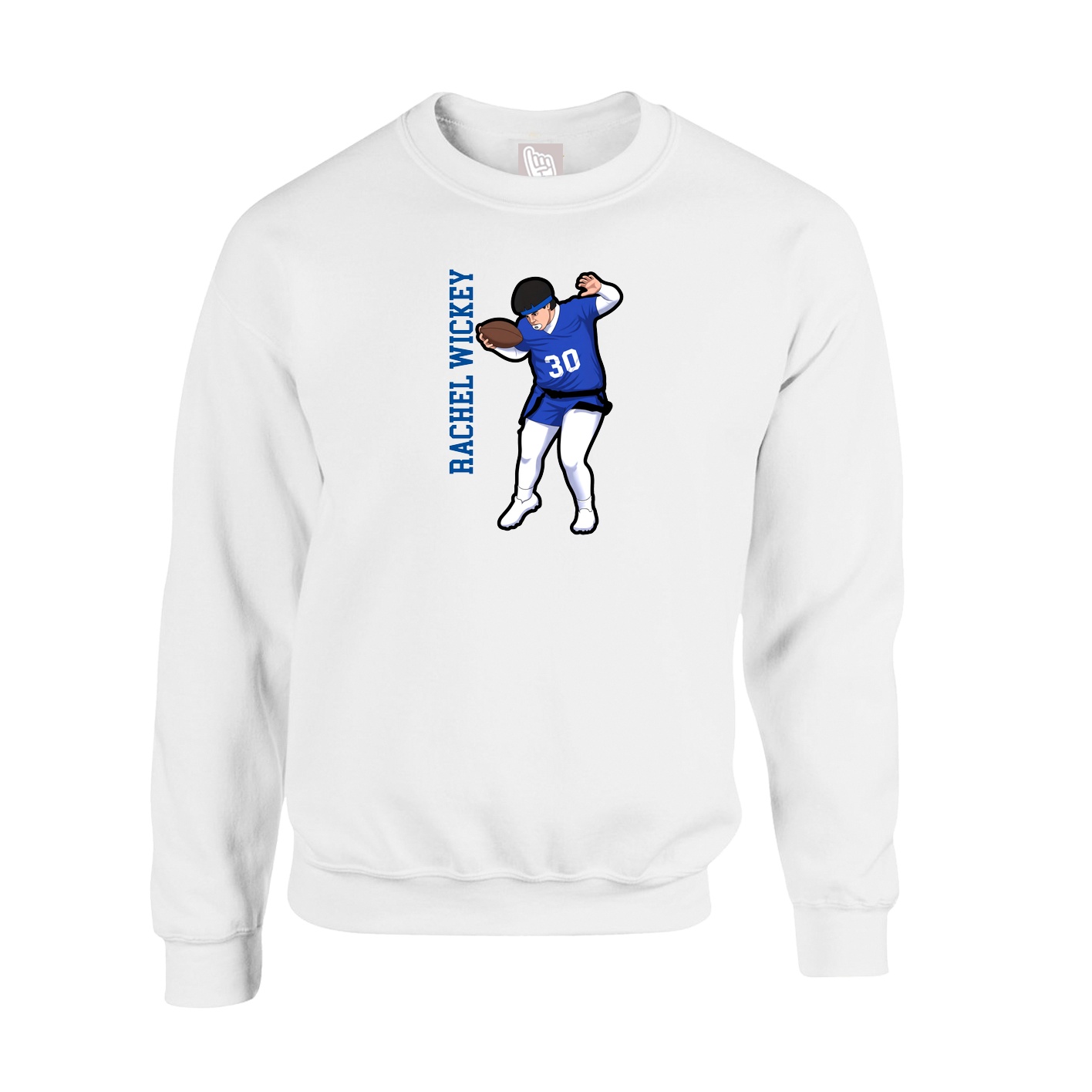 Fleece Crew — Name Vertical in White